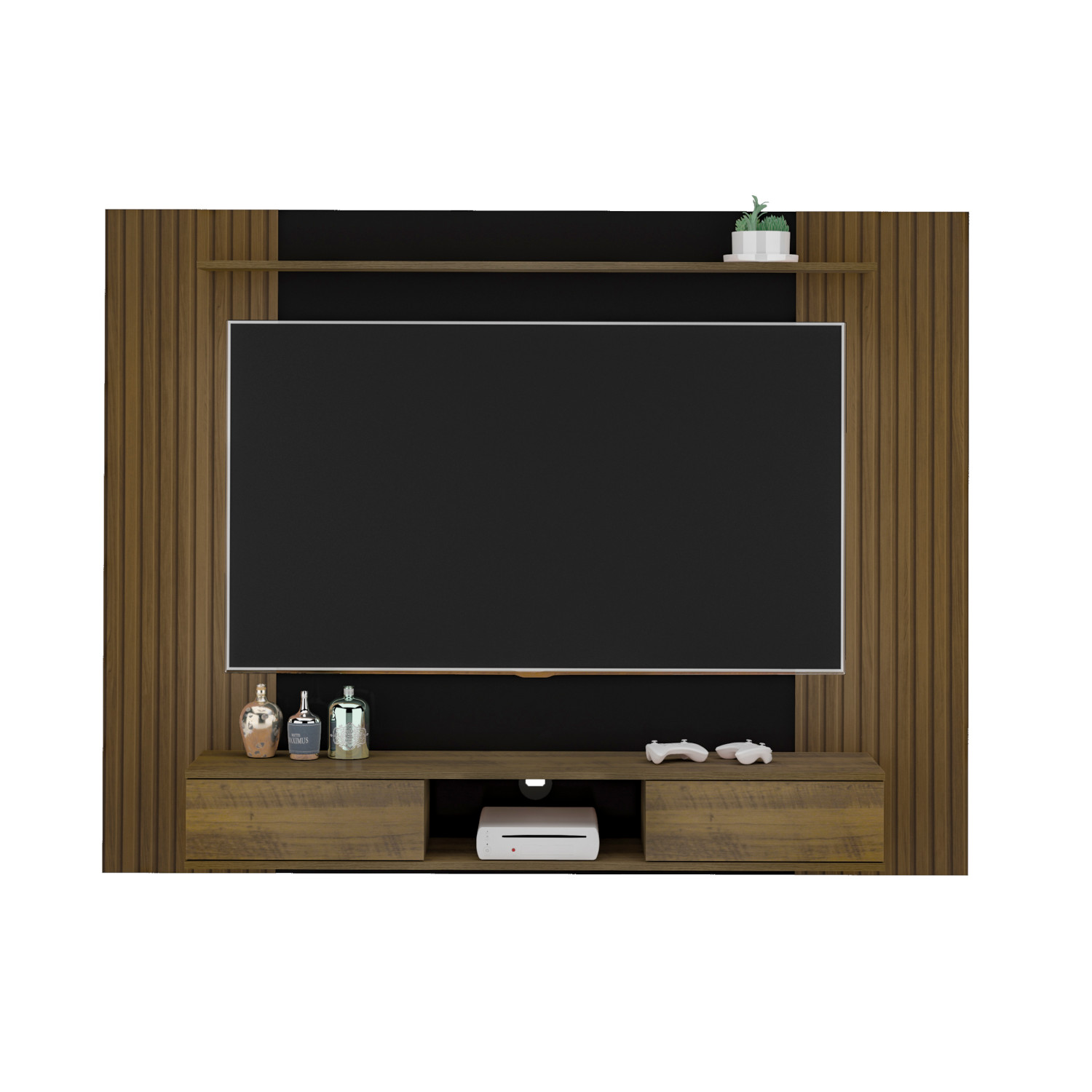 Painel para Tv até 75 Polegadas Nevada 2 Portas Pinho Ripado/preto - Artely