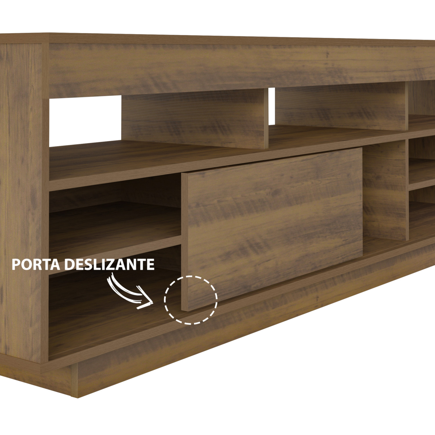 Rack Bancada com 1 Porta de Correr Treviso Flex Pinho/off White - Artely