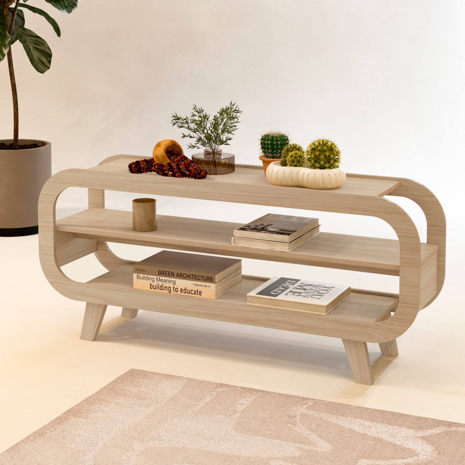 Rack Theo com Borda Arredondada para Tv de 60 Polegadas - Artely Naturale