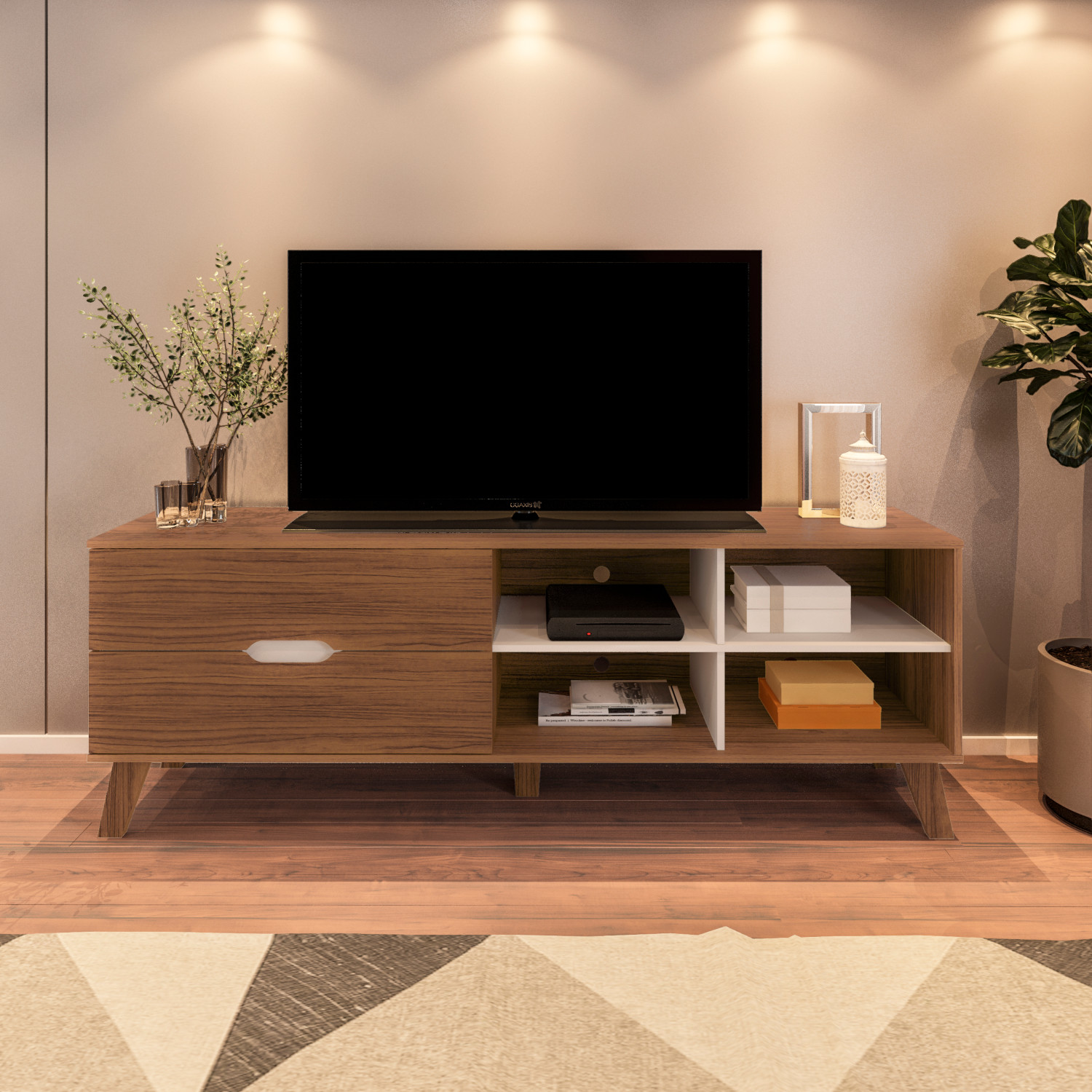 Rack Verona Aparador Bancada para Tv 75 Cedro / Off White