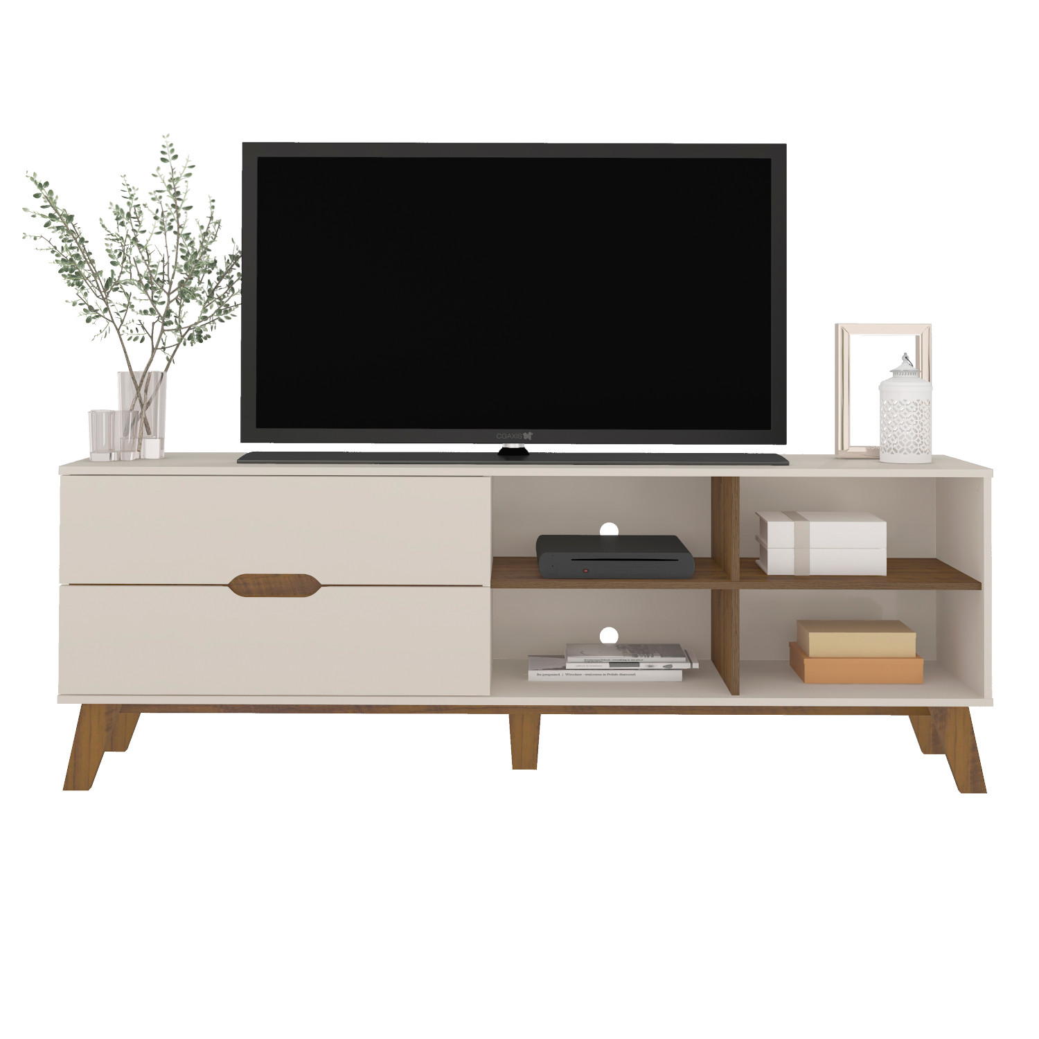 Rack Verona Aparador Bancada para Tv 75 Off White / Pinho