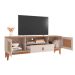 Rack de Sala Para TVs 60 Pol. Pés de Madeira Adams Babus - Off White / Cedro TR