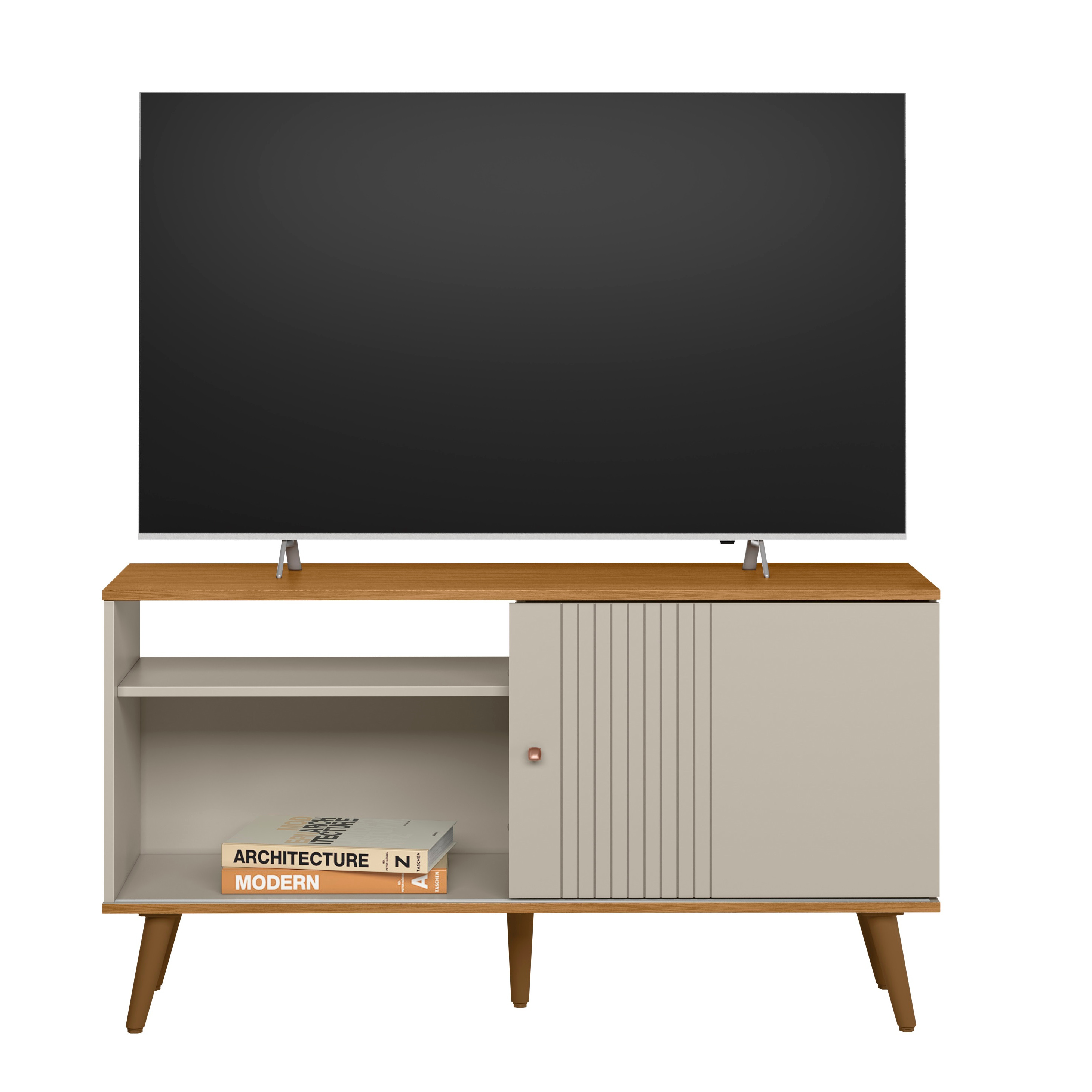Rack de TV até 55 Polegadas Biella com 1 Porta - Nature / Off White