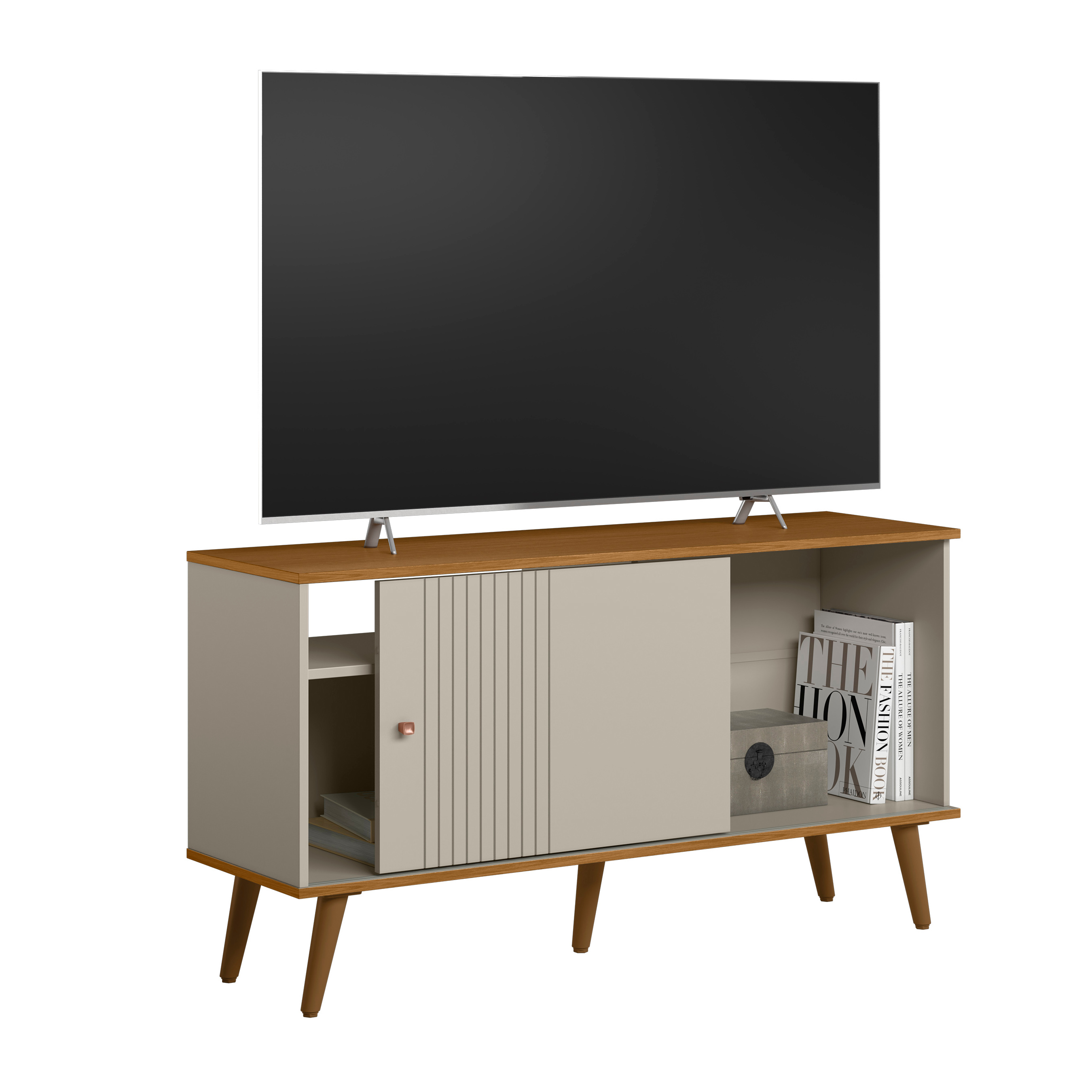 Rack de TV até 55 Polegadas Biella com 1 Porta - Nature / Off White