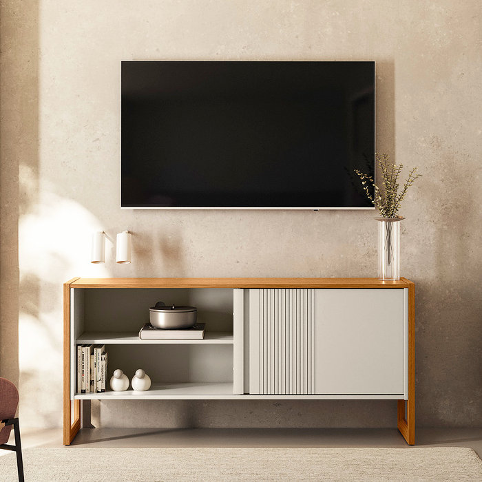 Rack de TV até 65 Polegadas Belluno com 1 Porta - Nature / Off White