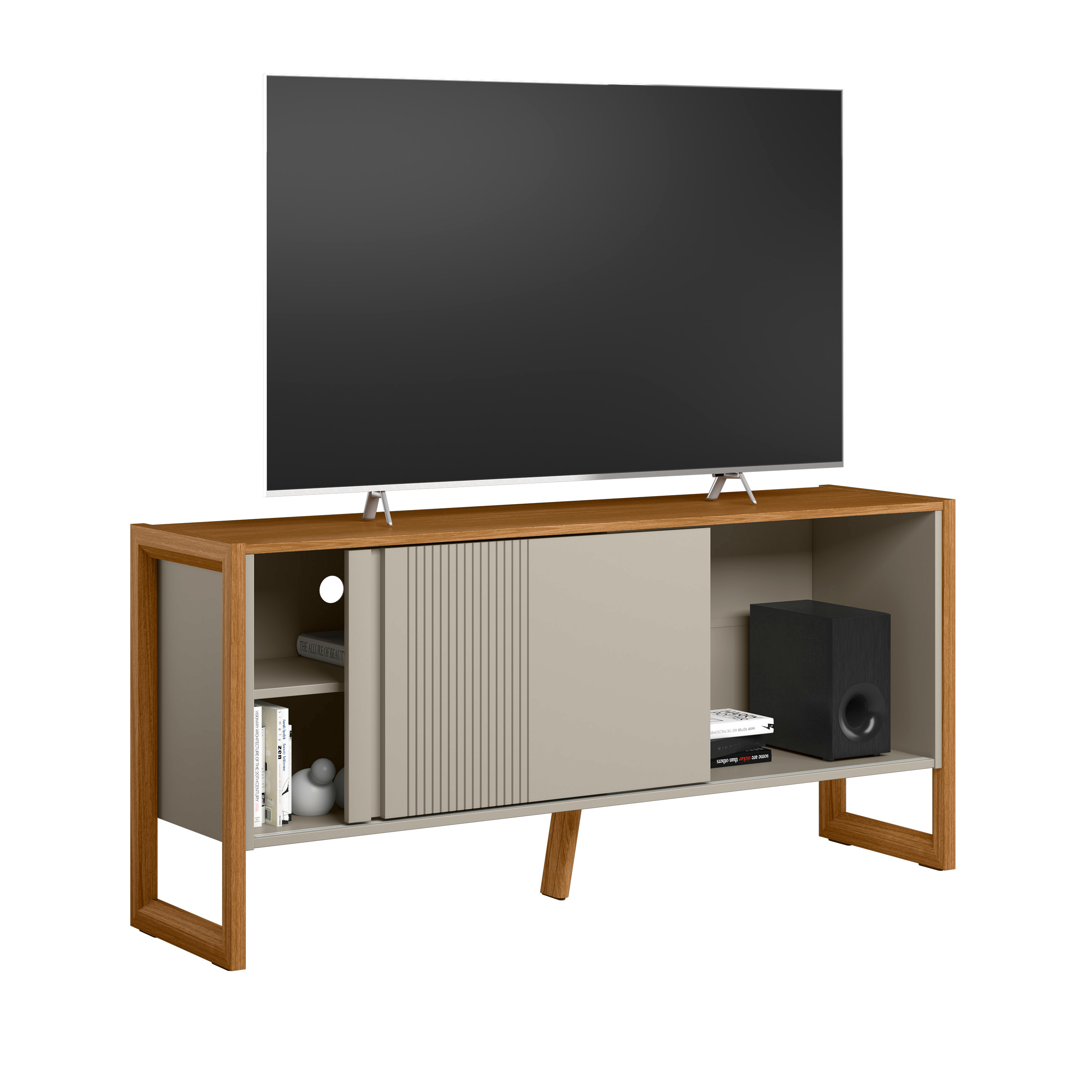 Rack de TV até 65 Polegadas Belluno com 1 Porta - Nature / Off White