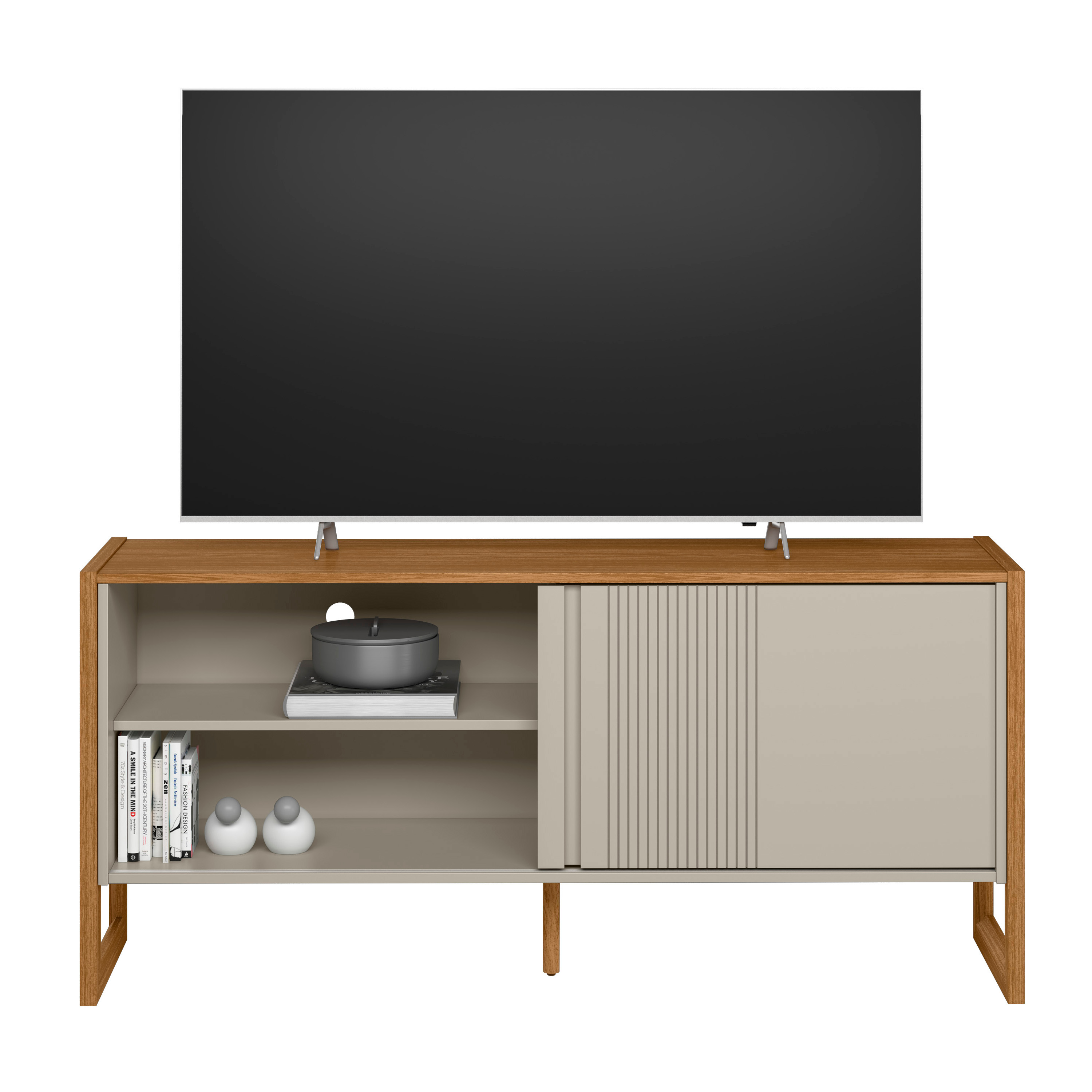 Rack de TV até 65 Polegadas Belluno com 1 Porta - Nature / Off White