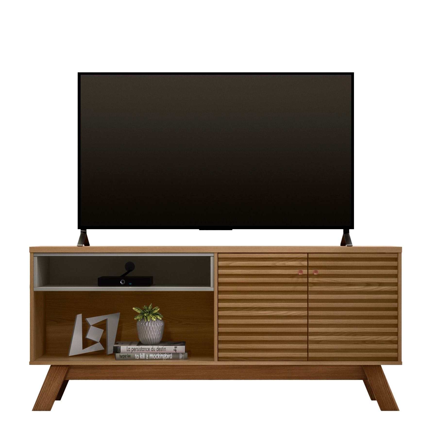 Rack de TV até 70 Polegadas Andria com 2 Portas - Nature / Off White