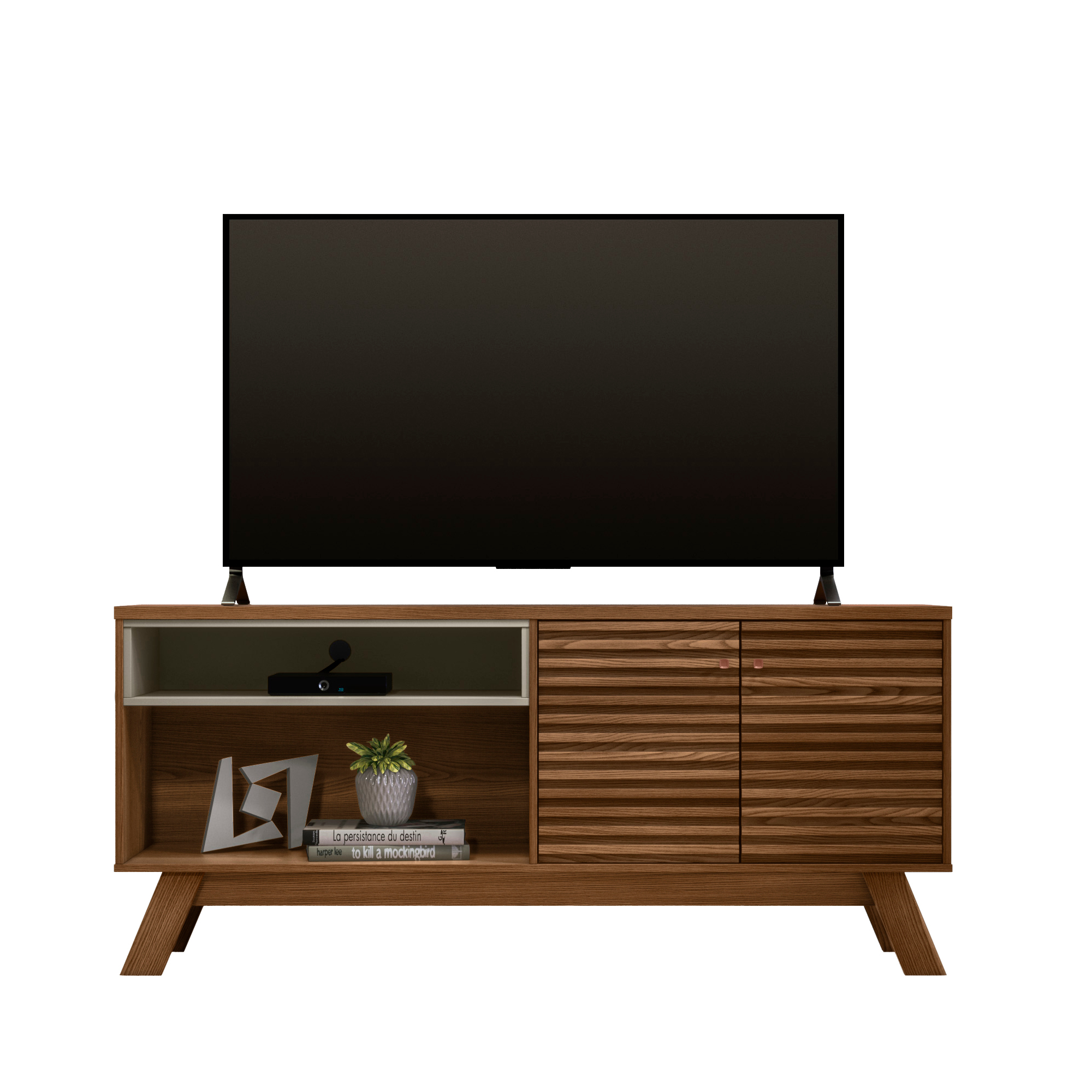 Rack de TV até 70 Polegadas Andria com 2 Portas - Nature / Off White