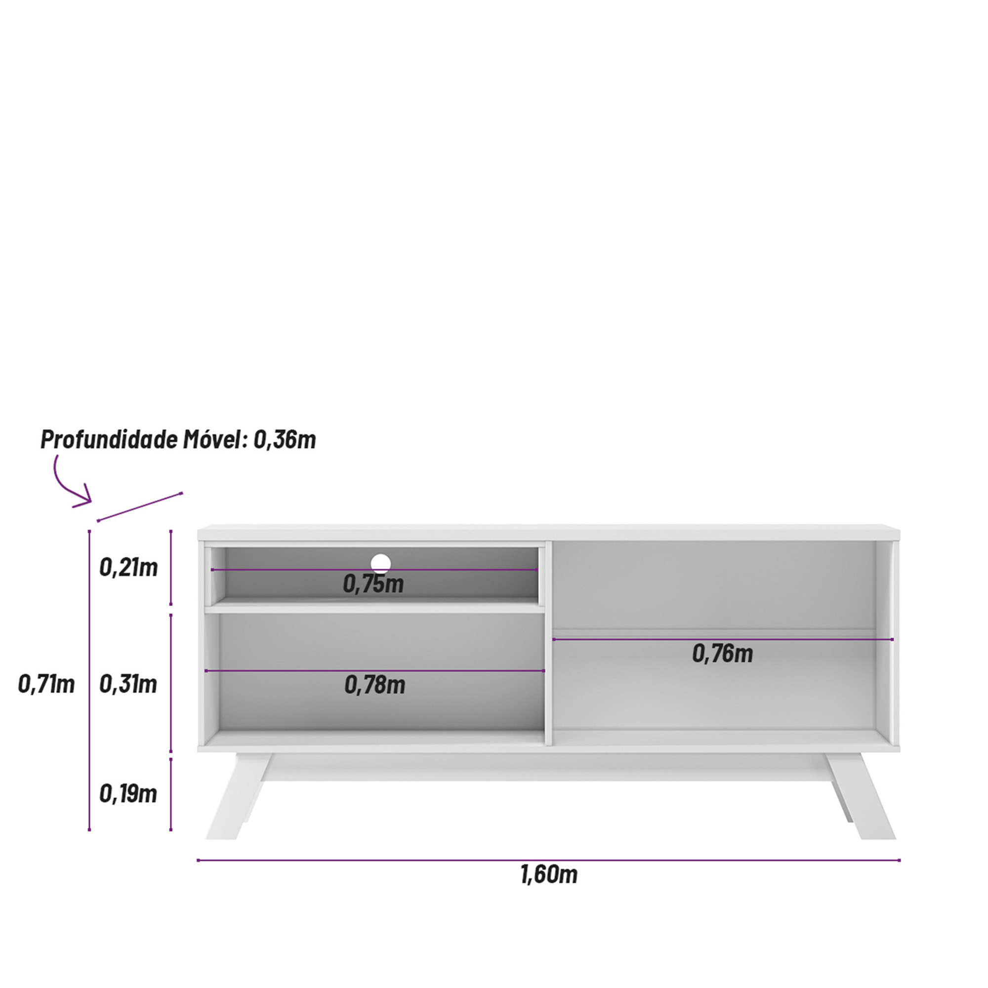 Rack de TV até 70 Polegadas Andria com 2 Portas - Nature / Off White