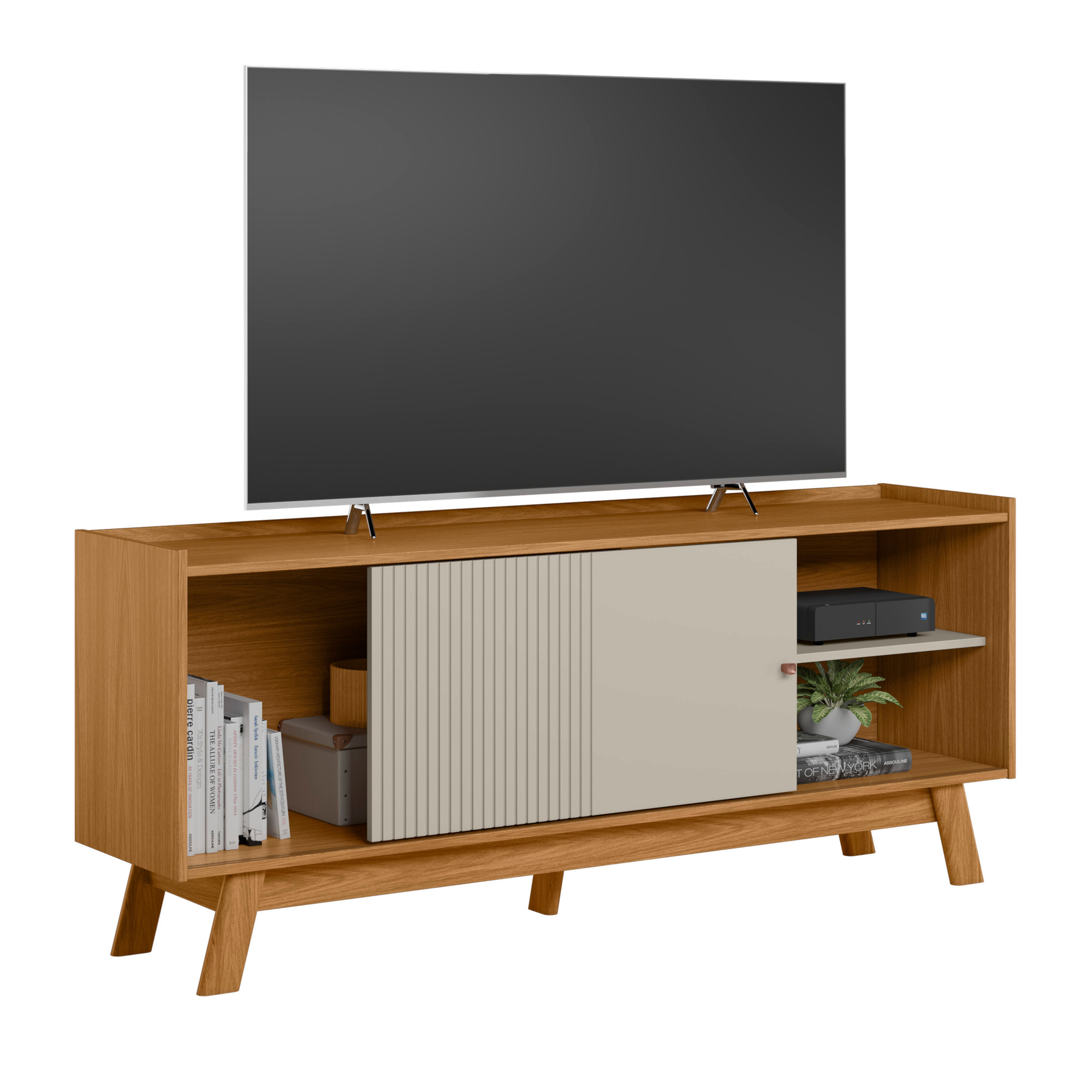 Rack de TV até 70 Polegadas Anzio com 2 Portas - Freijó / Off White