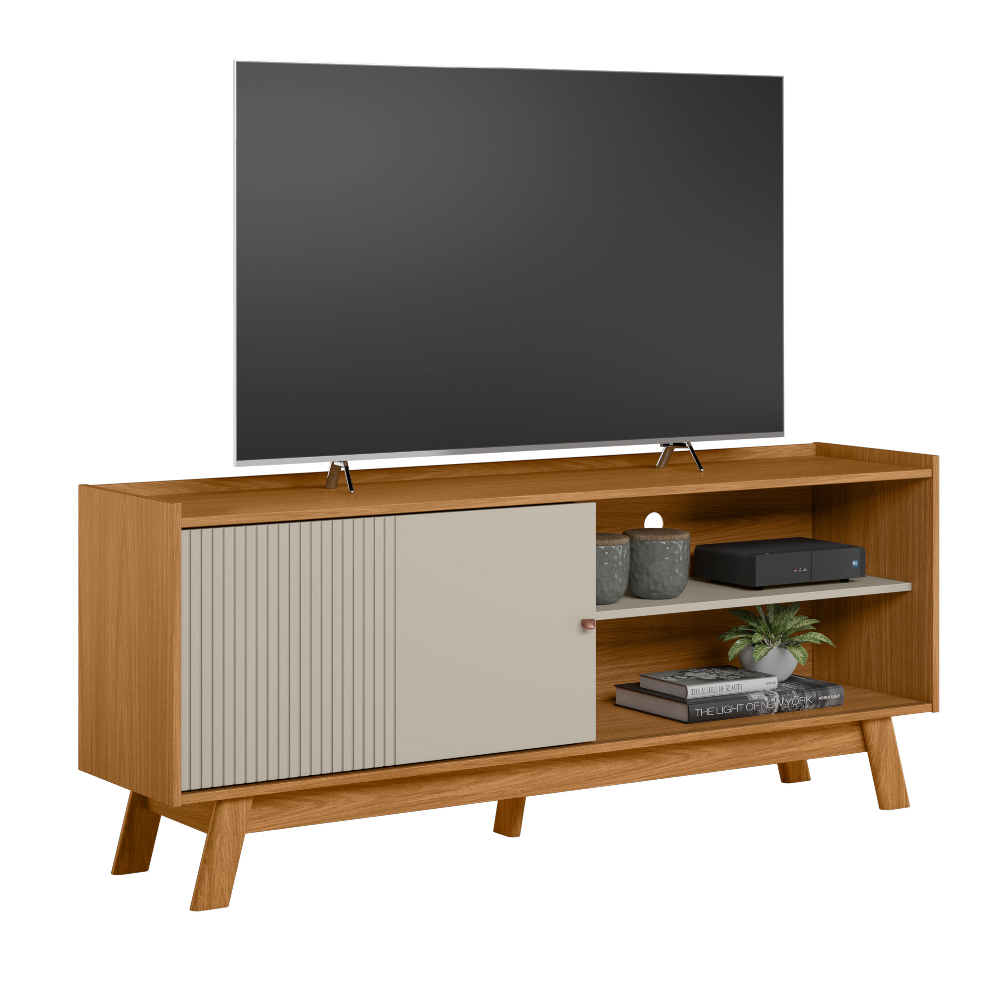 Rack de TV até 70 Polegadas Anzio com 2 Portas - Freijó / Off White