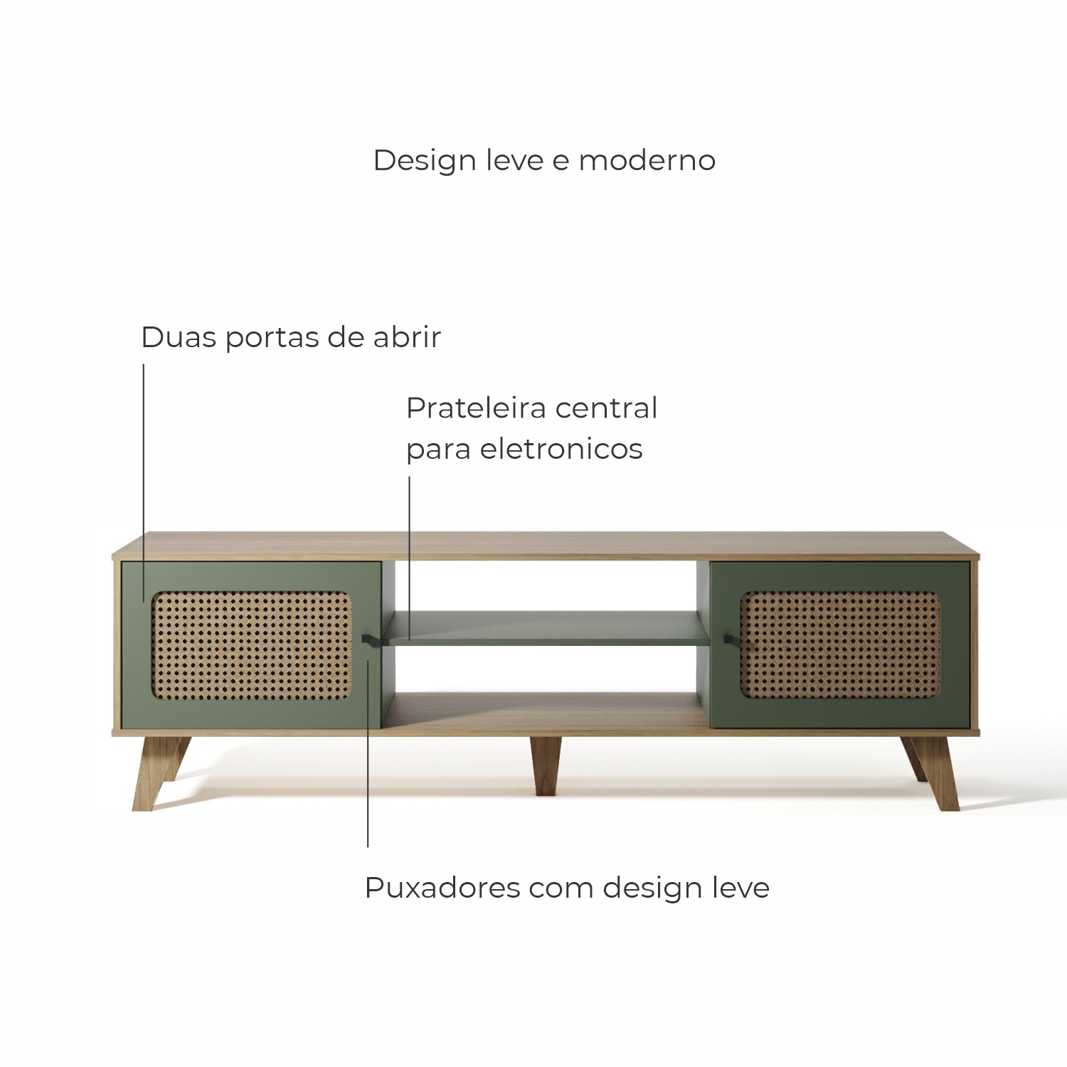 Rack para TV Até 55 Polegadas Erice com 2 Porta e Pés - Carvalho / Menta