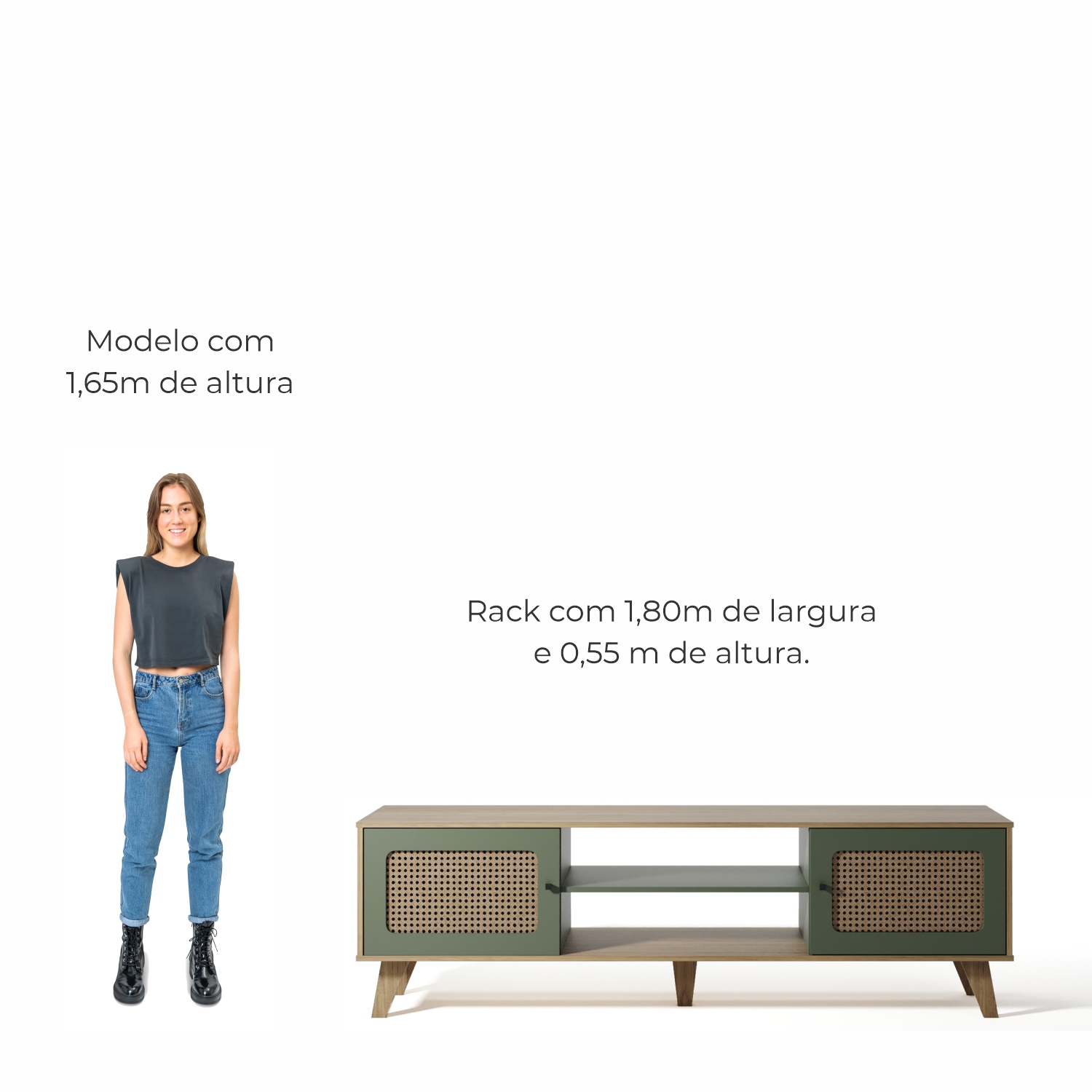 Rack para TV Até 55 Polegadas Erice com 2 Porta e Pés - Carvalho / Menta