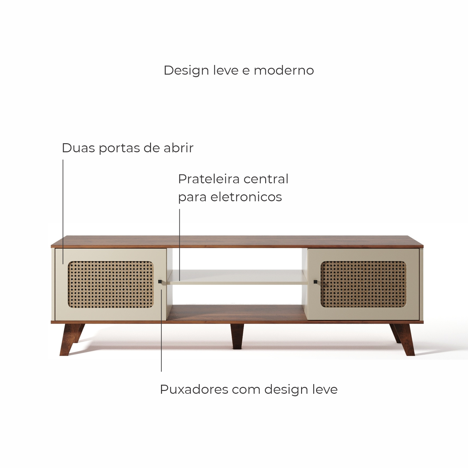 Rack para TV Até 55 Polegadas Erice com 2 Porta e Pés - Pinho / Off White