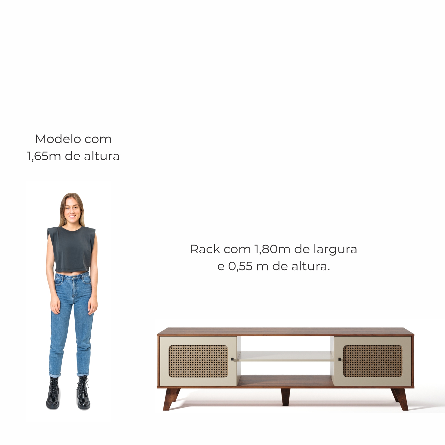 Rack para TV Até 55 Polegadas Erice com 2 Porta e Pés - Pinho / Off White