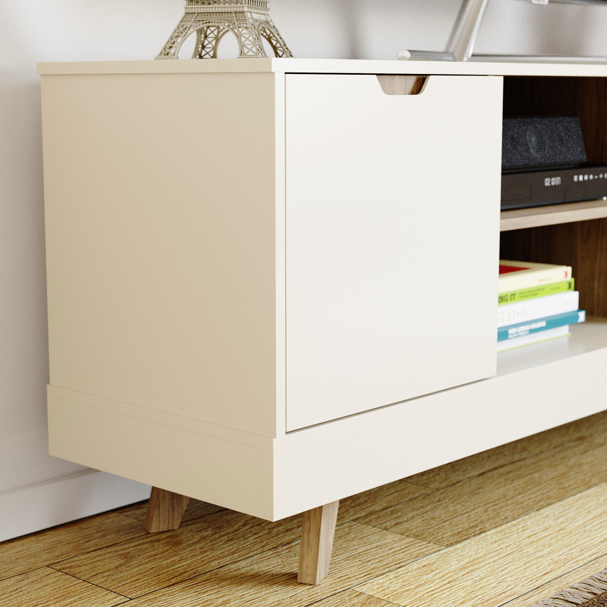Rack para TV Até 60 Polegadas Nature com 2 Gavetas e uma 1  Porta Babus