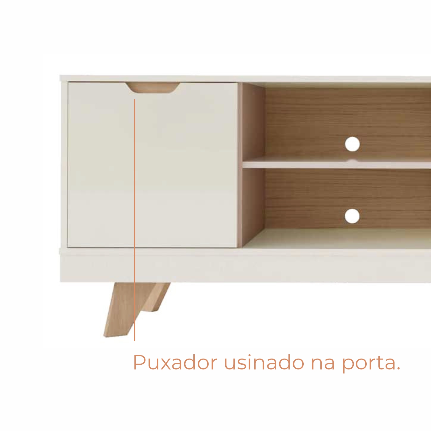 Rack para TV Até 60 Polegadas Nature com 2 Gavetas e uma 1  Porta Babus