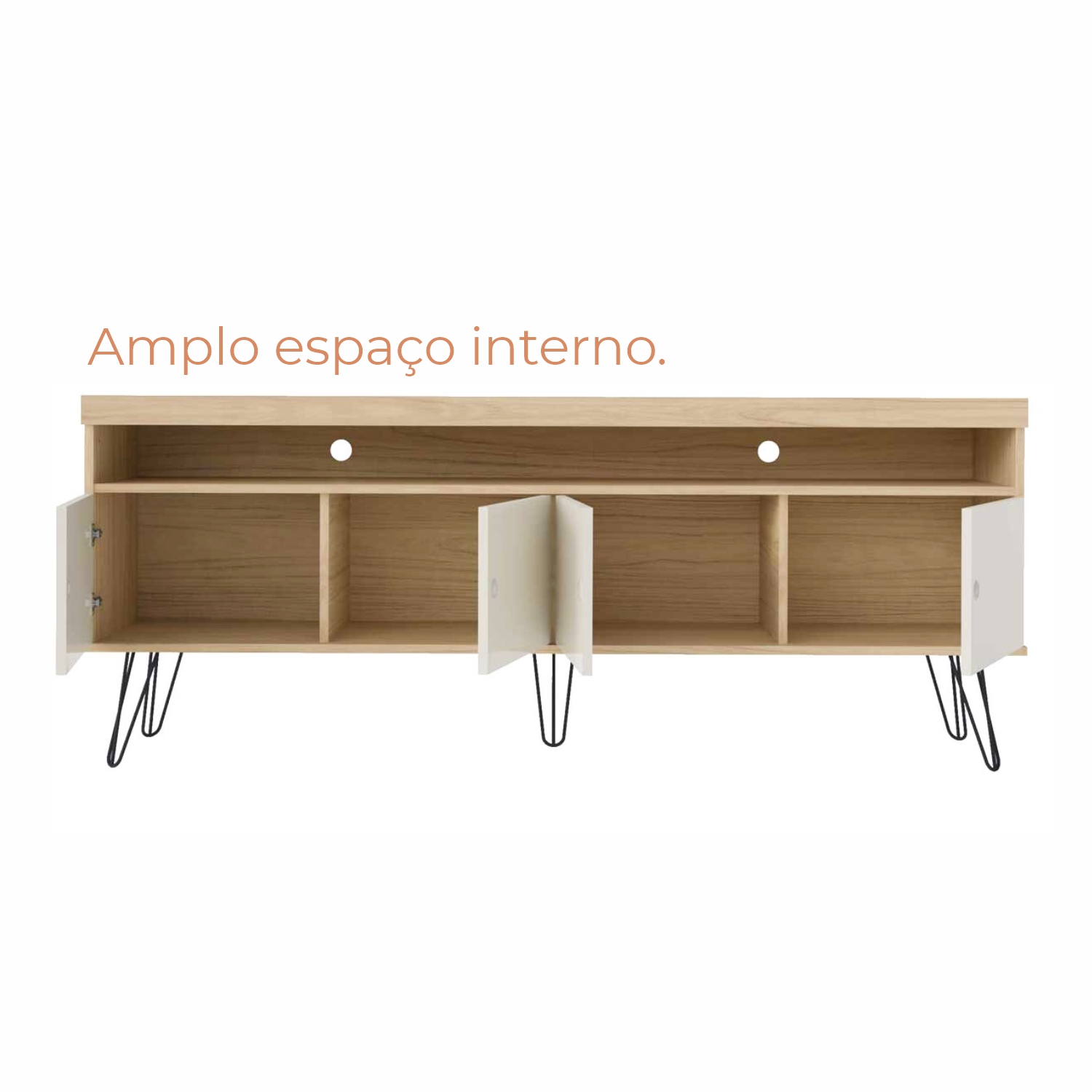 Rack para TV Até 60 Polegadas Skank com 4 portas e Pés Metálicos Babus