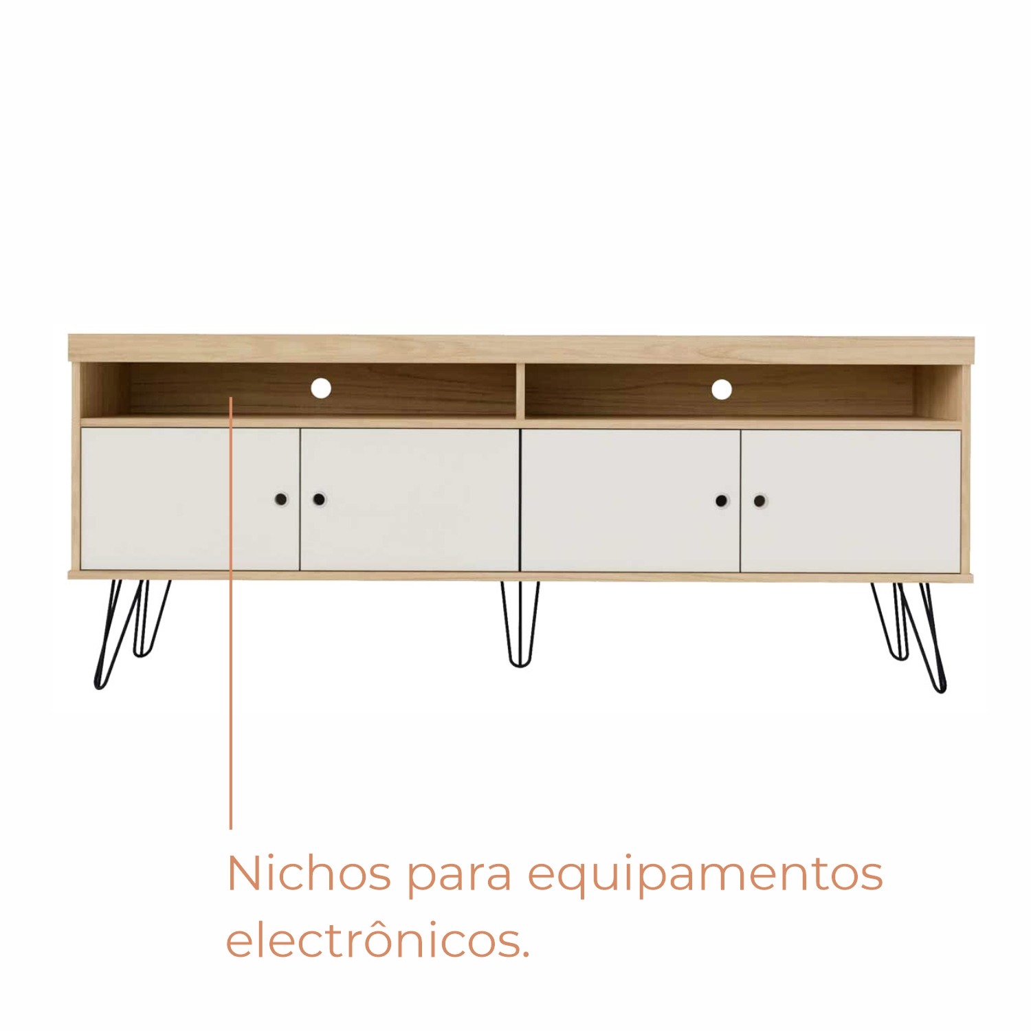 Rack para TV Até 60 Polegadas Skank com 4 portas e Pés Metálicos Babus