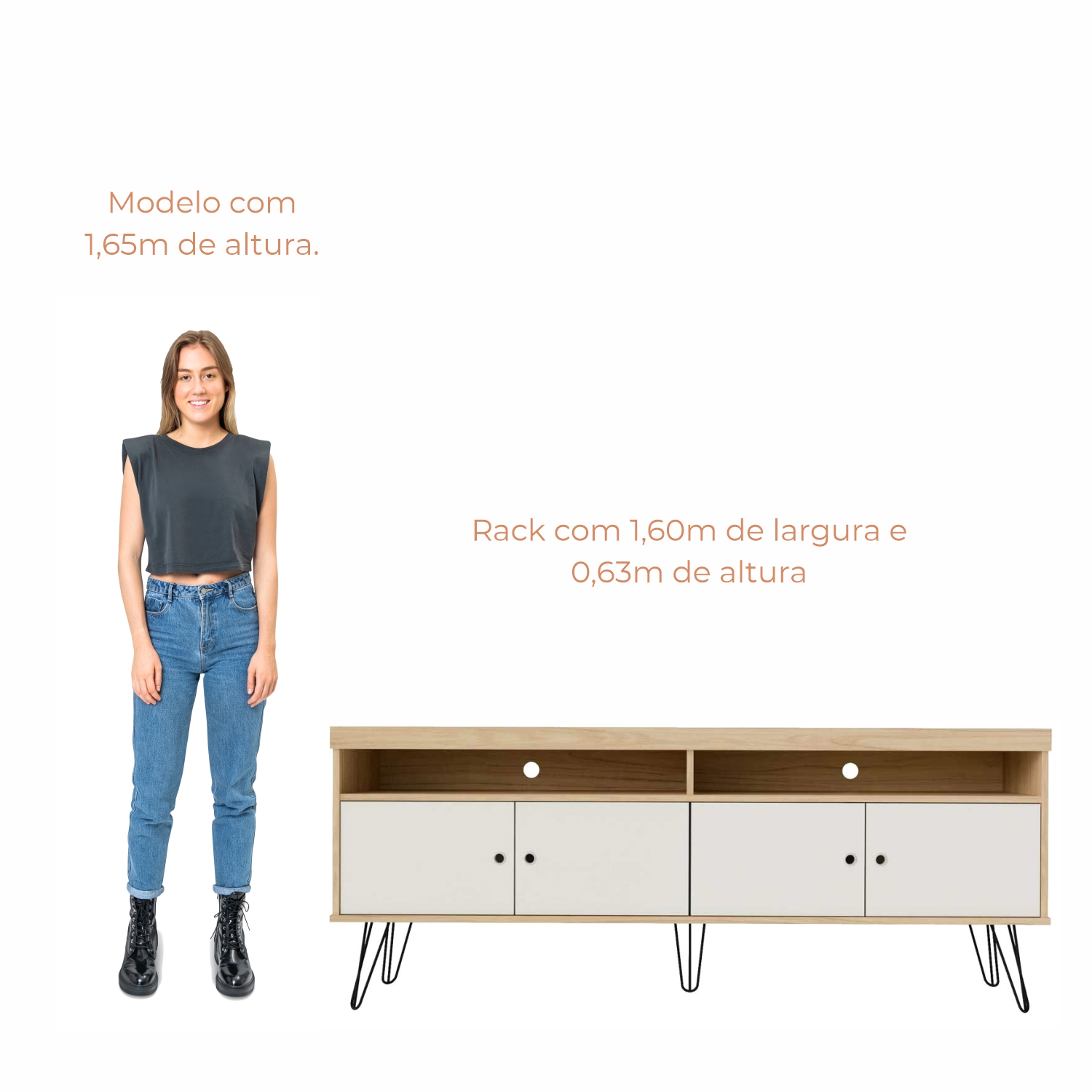 Rack para TV Até 60 Polegadas Skank com 4 portas e Pés Metálicos Babus