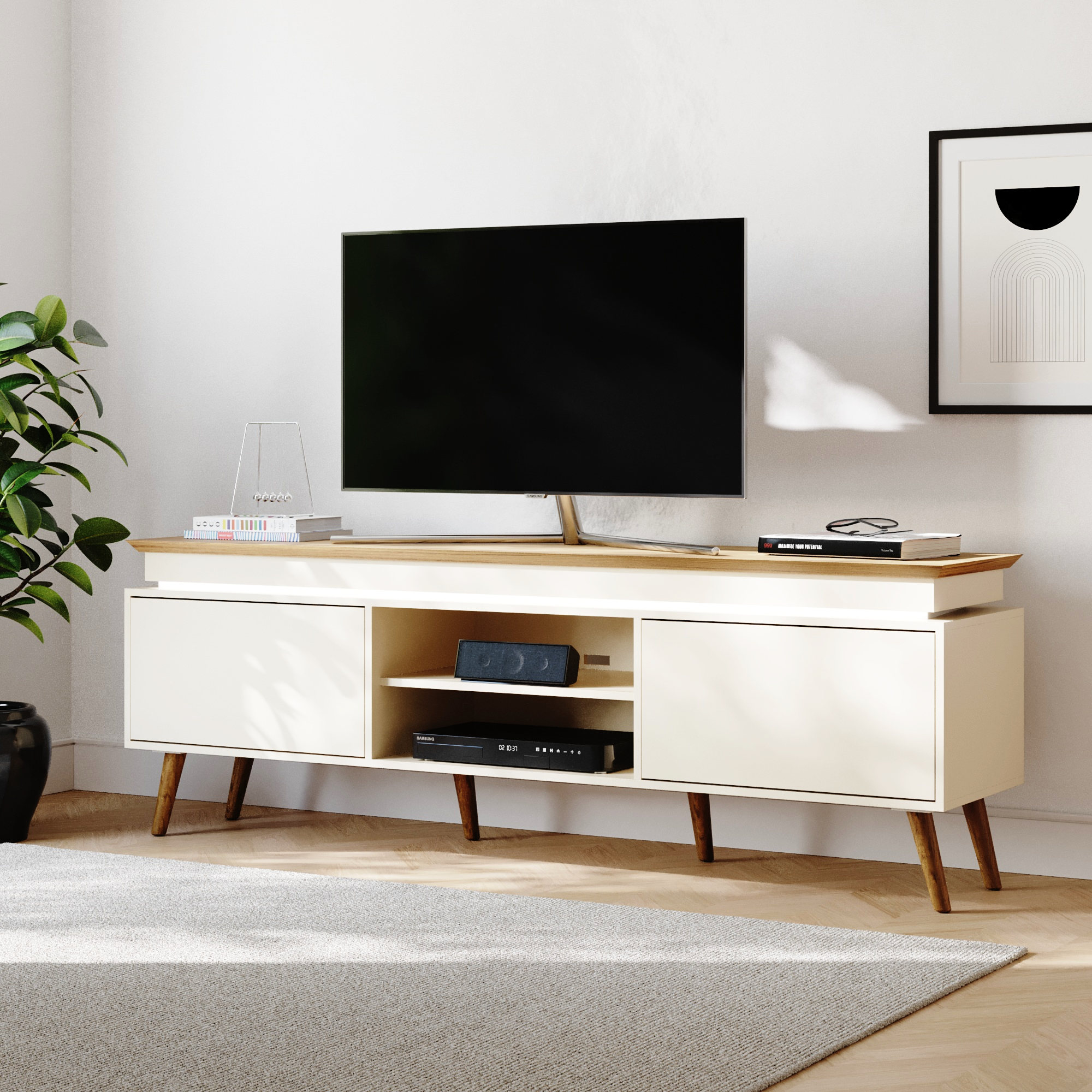 Rack para TV Até 75 Polegadas Kaia com 2 Portas com LED Babus