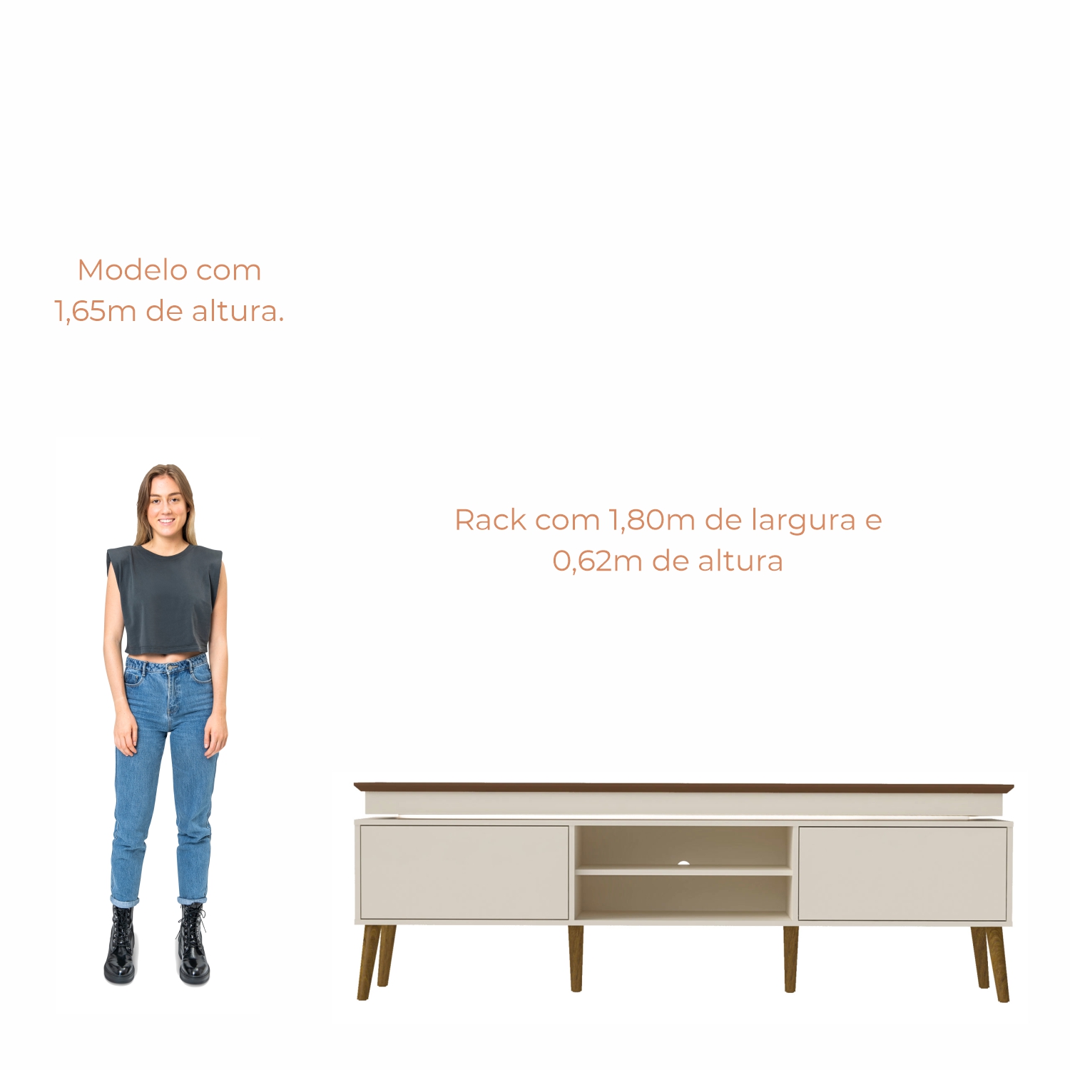 Rack para TV Até 75 Polegadas Kaia com 2 Portas com LED Babus
