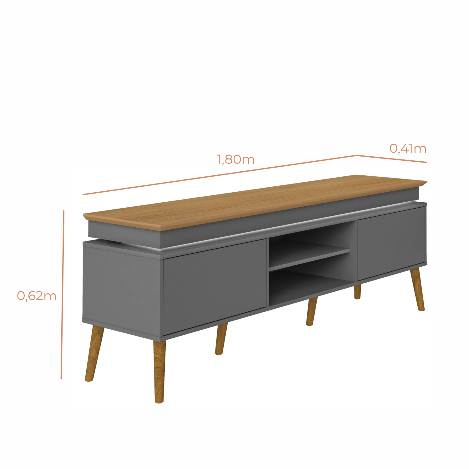 Rack para TV Até 75 Polegadas Kaia com 2 Portas com LED Babus