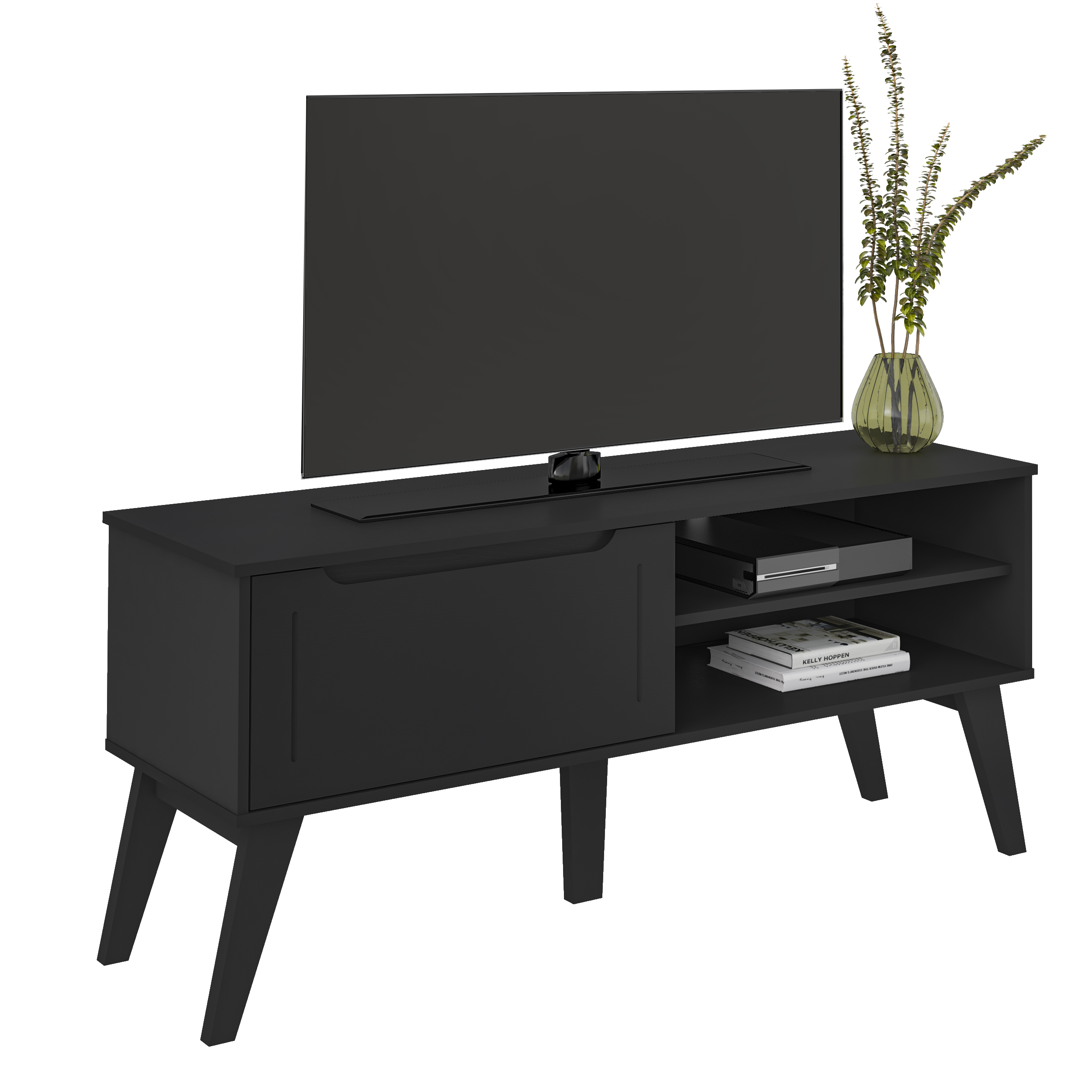 Rack para TV até 47 Polegadas 1 Porta 2 Nicho Lotus Verona Preto