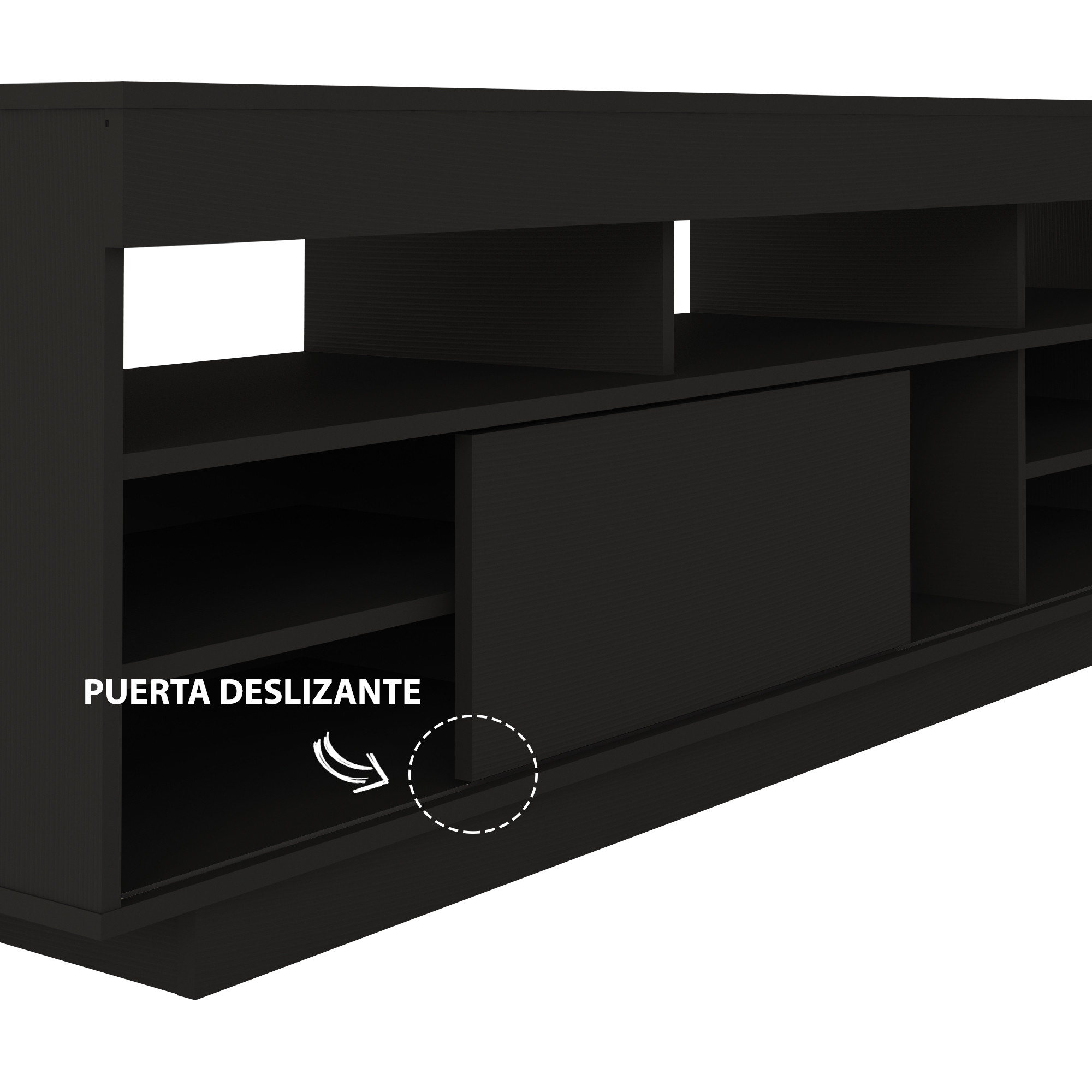Rack para TV até 75 Polegadas Porta de Correr Treviso Preto