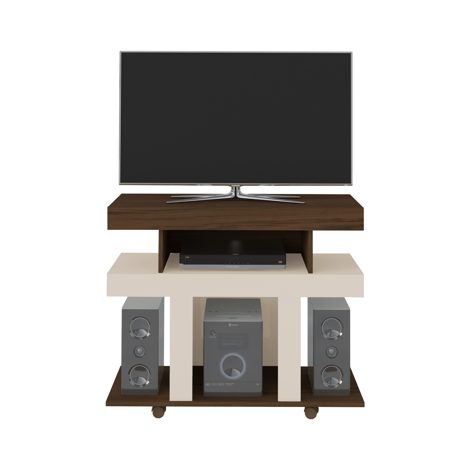 Rack para Tv 42" 2 Nichos e Prateleira Guaíba - Amêndoa / Off White