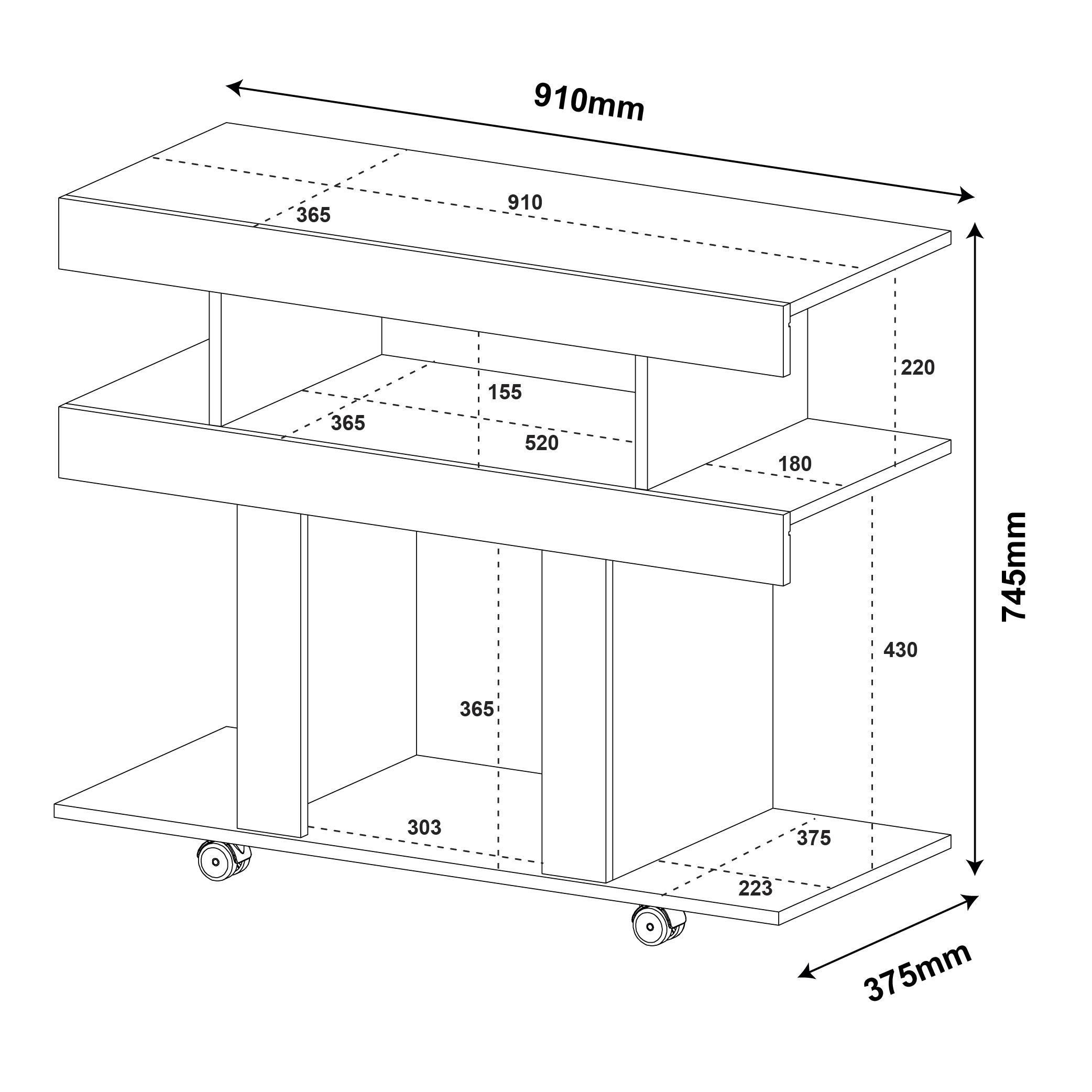 Rack para Tv 42" 2 Nichos e Prateleira Guaíba - Amêndoa / Off White