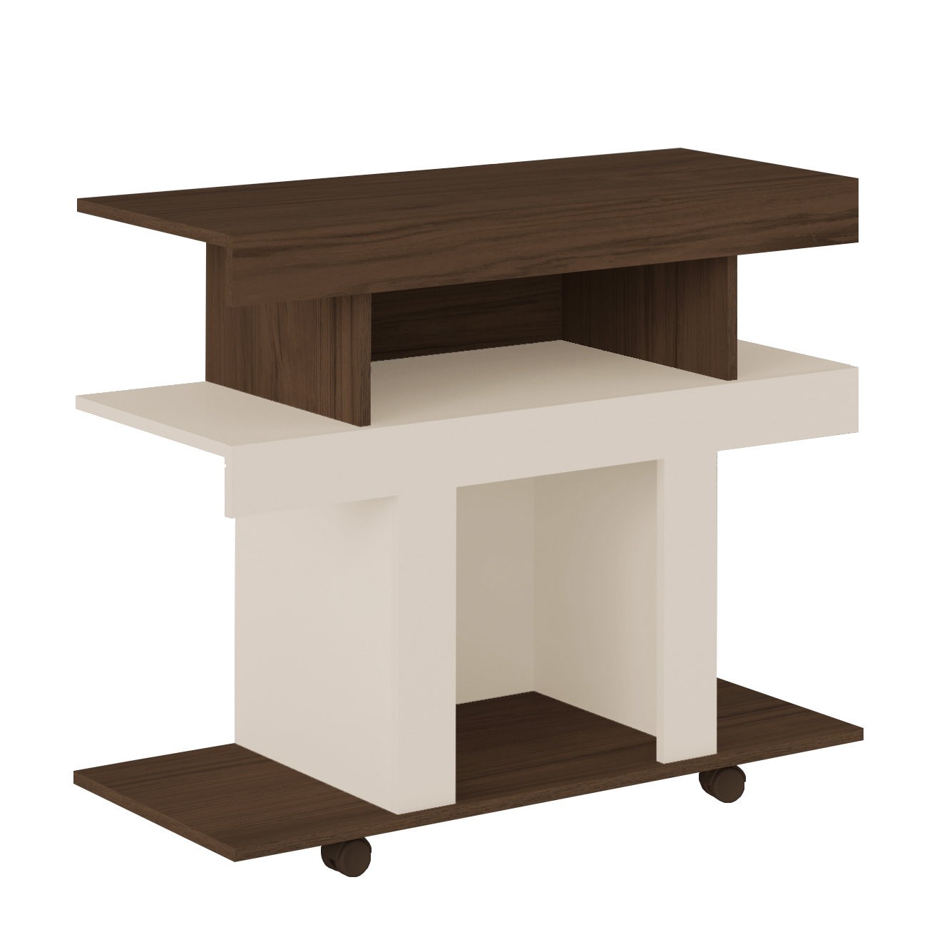 Rack para Tv 42" 2 Nichos e Prateleira Guaíba - Amêndoa / Off White