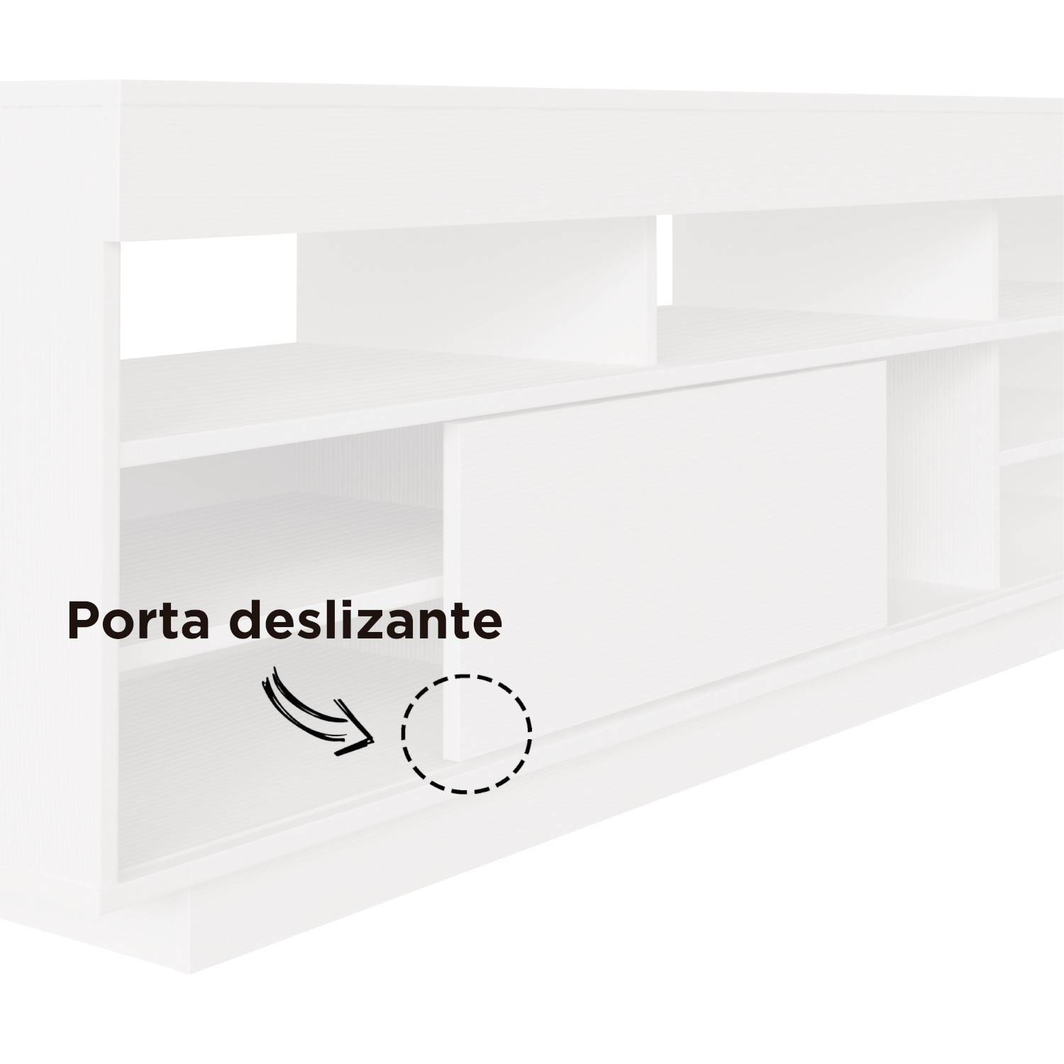 Rack para Tv até 47 Polegadas 1 Porta de Correr Treviso Artely Branco/Antique
