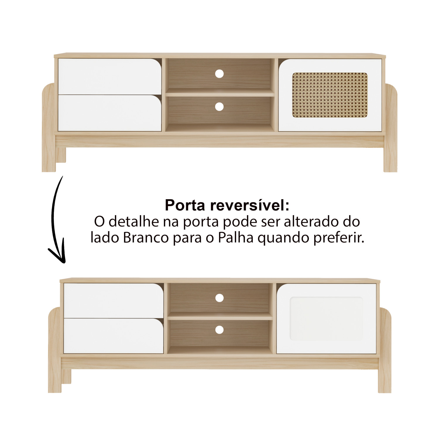 Rack para Tv até 60" Nature Artely Naturale/Branco