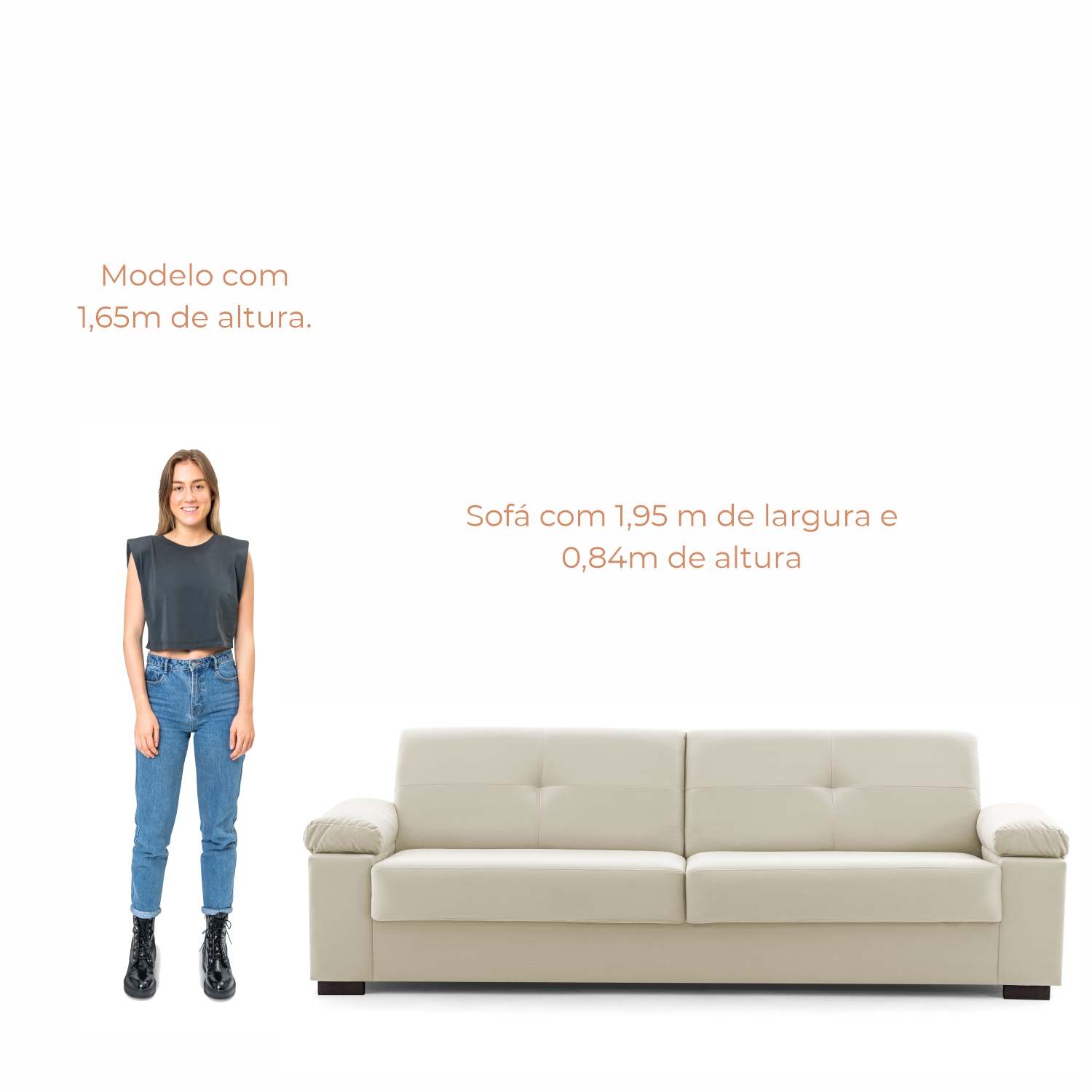 Sofá 2 lugares Lay com 1,95m em Linho Babus
