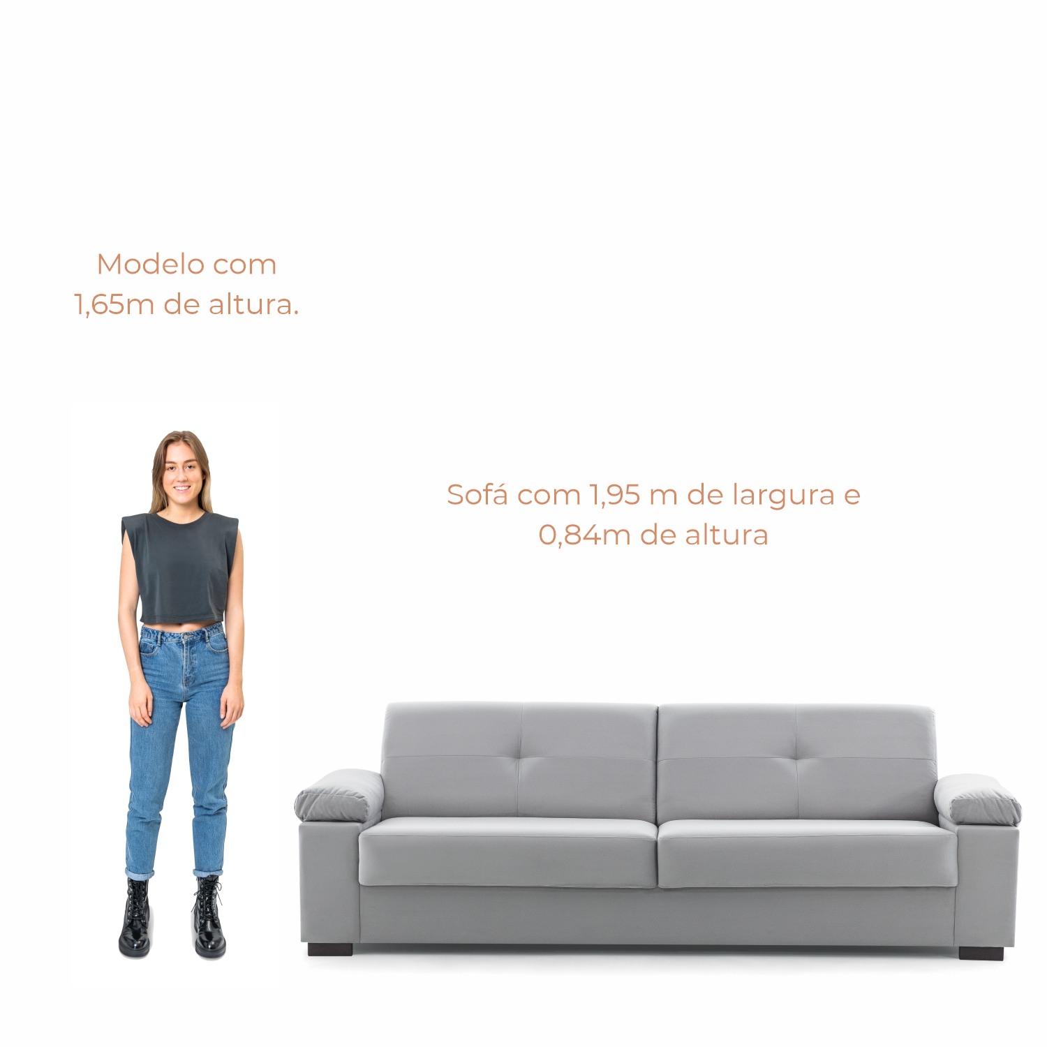Sofá 2 lugares Lay com 1,95m em Linho Babus