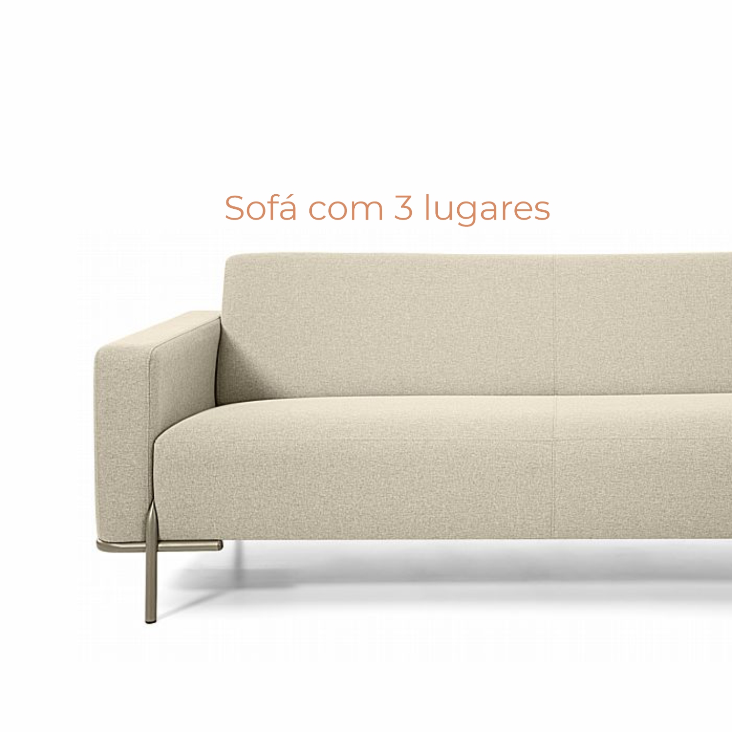 Sofá 3 lugares Cora com 2,08m em Linho e Pés de Ferro fosco Babus