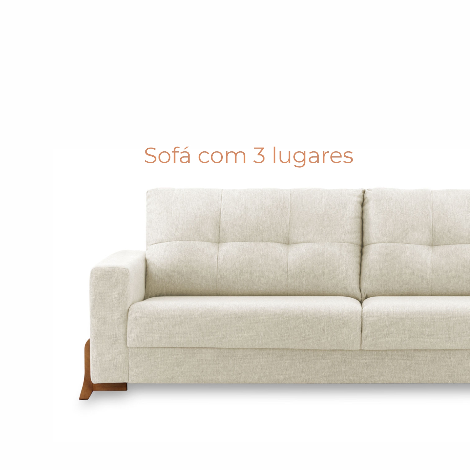 Sofá 3 lugares Muy com 2,00m em Linho e pés de madeira Babus