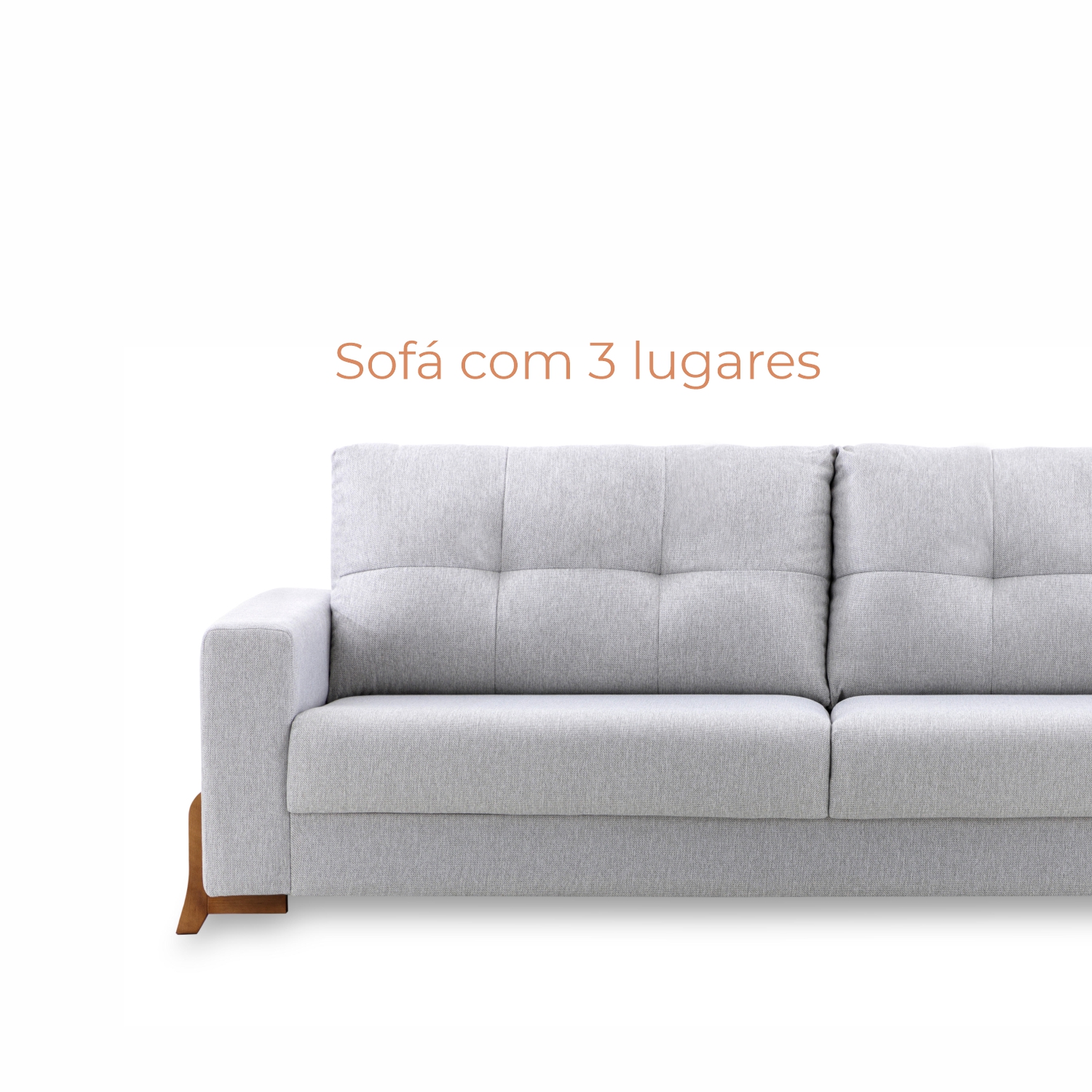 Sofá 3 lugares Muy com 2,00m em Linho e pés de madeira Babus