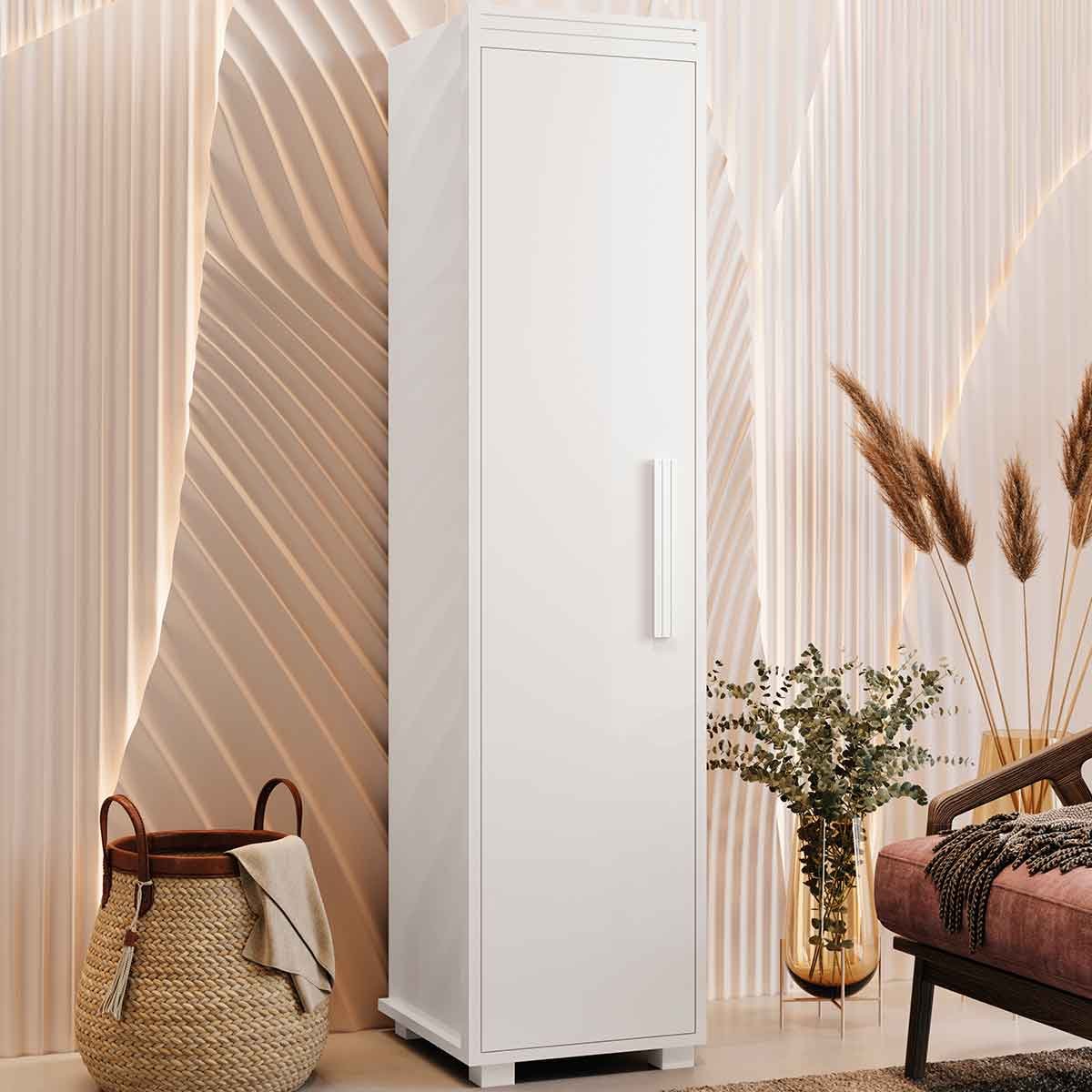 Armário Multiuso 1 Porta 4 Prateleiras 100% MDF Delta Branco