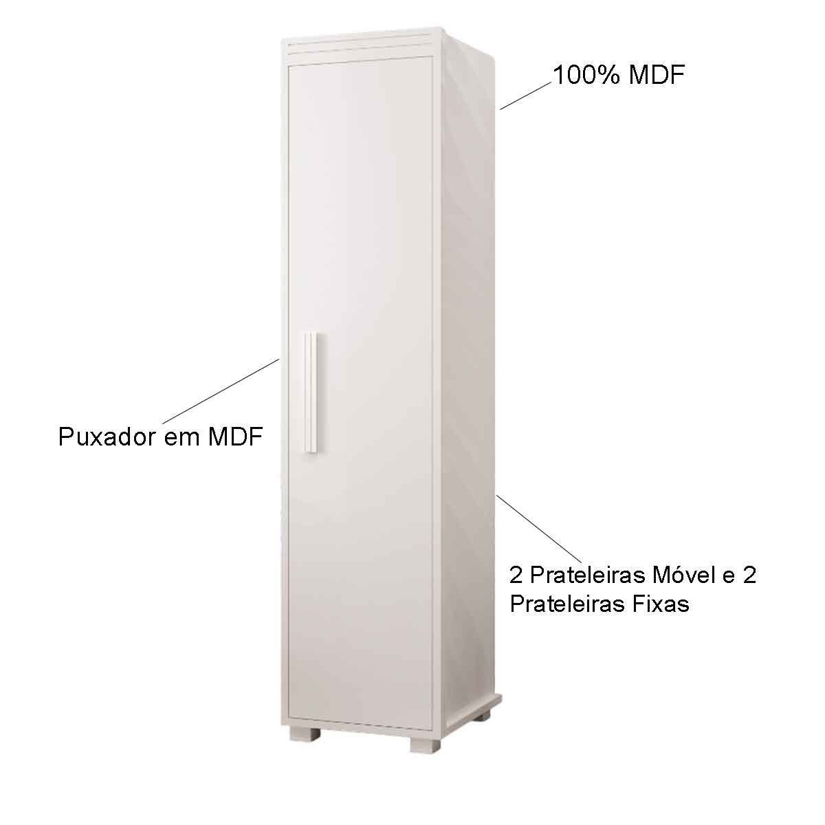 Armário Multiuso 1 Porta 4 Prateleiras 100% MDF Delta Branco