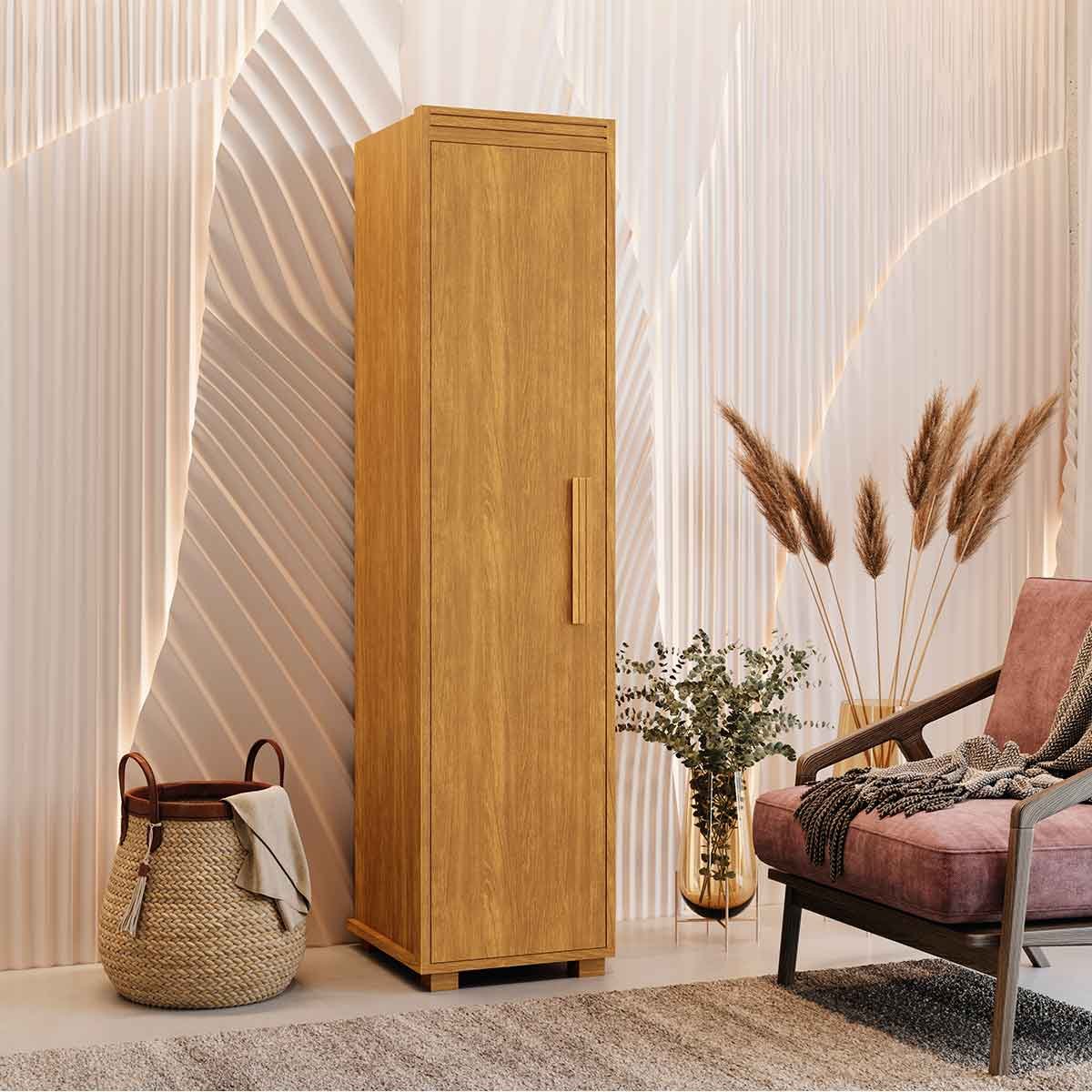 Armário Multiuso 1 Porta 4 Prateleiras 100% MDF Delta Cinamomo