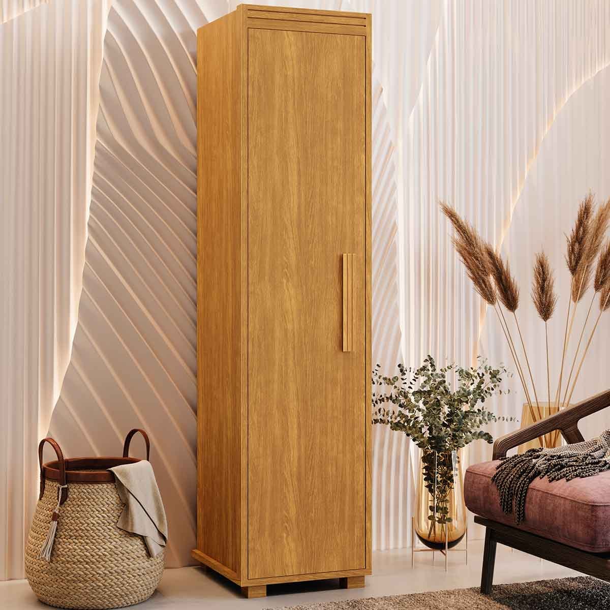 Armário Multiuso 1 Porta 4 Prateleiras 100% MDF Delta Cinamomo