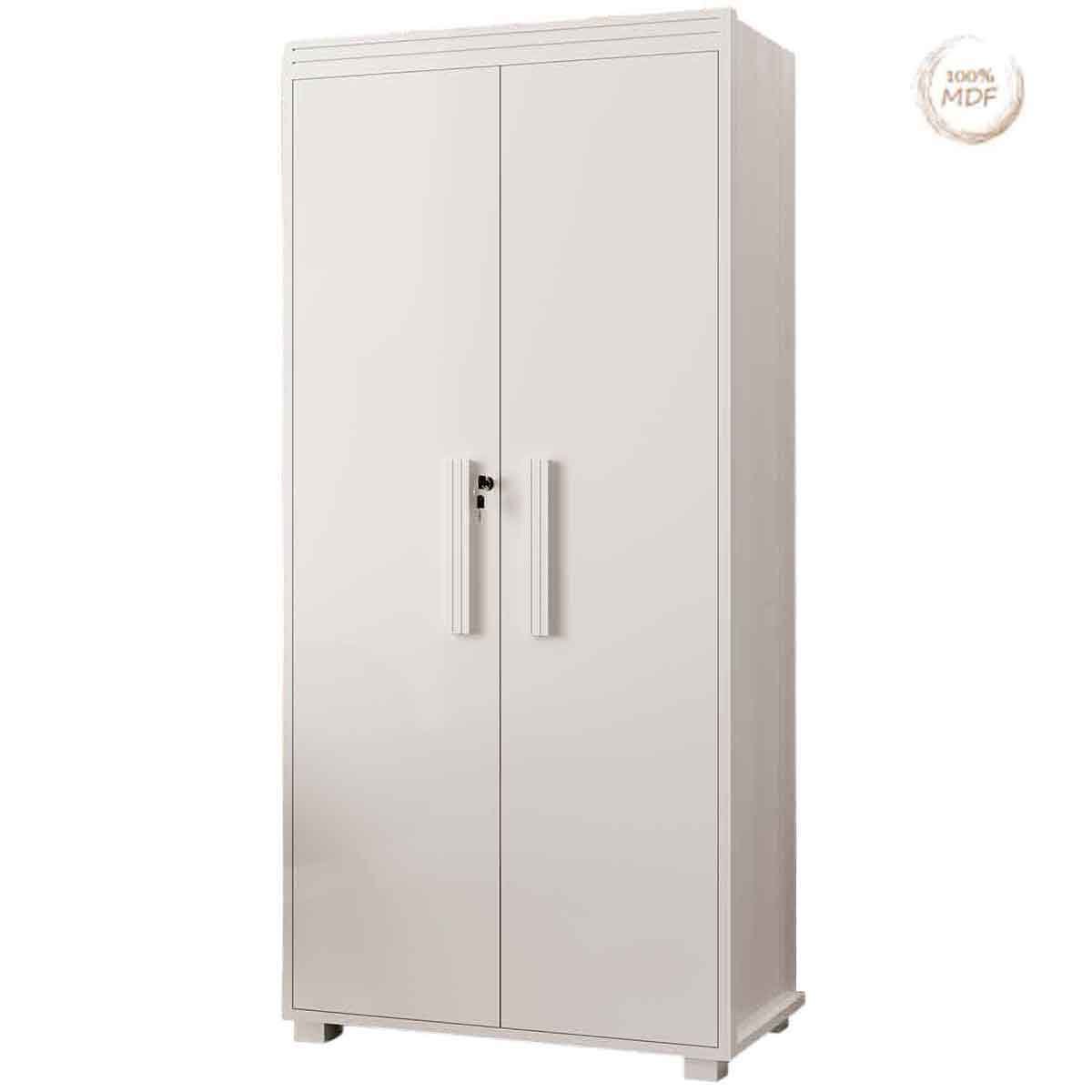 Armário Multiuso 5 Prateleiras 2 Pts c/ Chave 100% MDF Apollo Branco