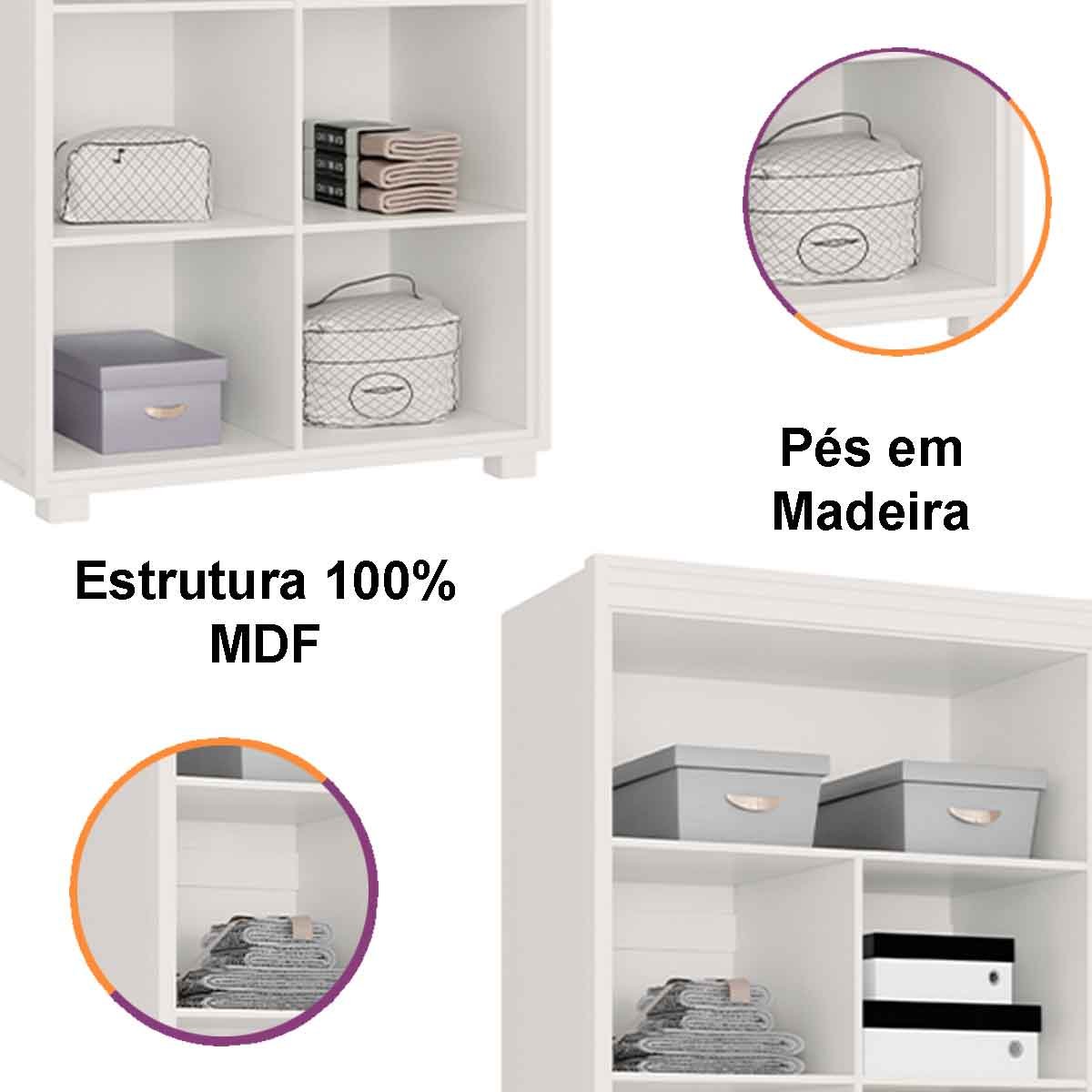 Armário Multiuso 5 Prateleiras 2 Pts c/ Chave 100% MDF Apollo Branco