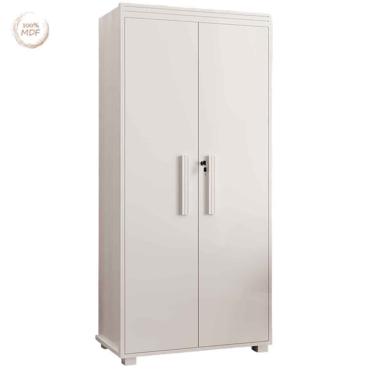 Armário Multiuso 5 Prateleiras 2 Pts c/ Chave 100% MDF Apollo Branco