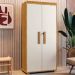 Armário Multiuso 5 Prateleiras 2 Pts c/ Chave 100% MDF Apollo Cinamomo/Off White