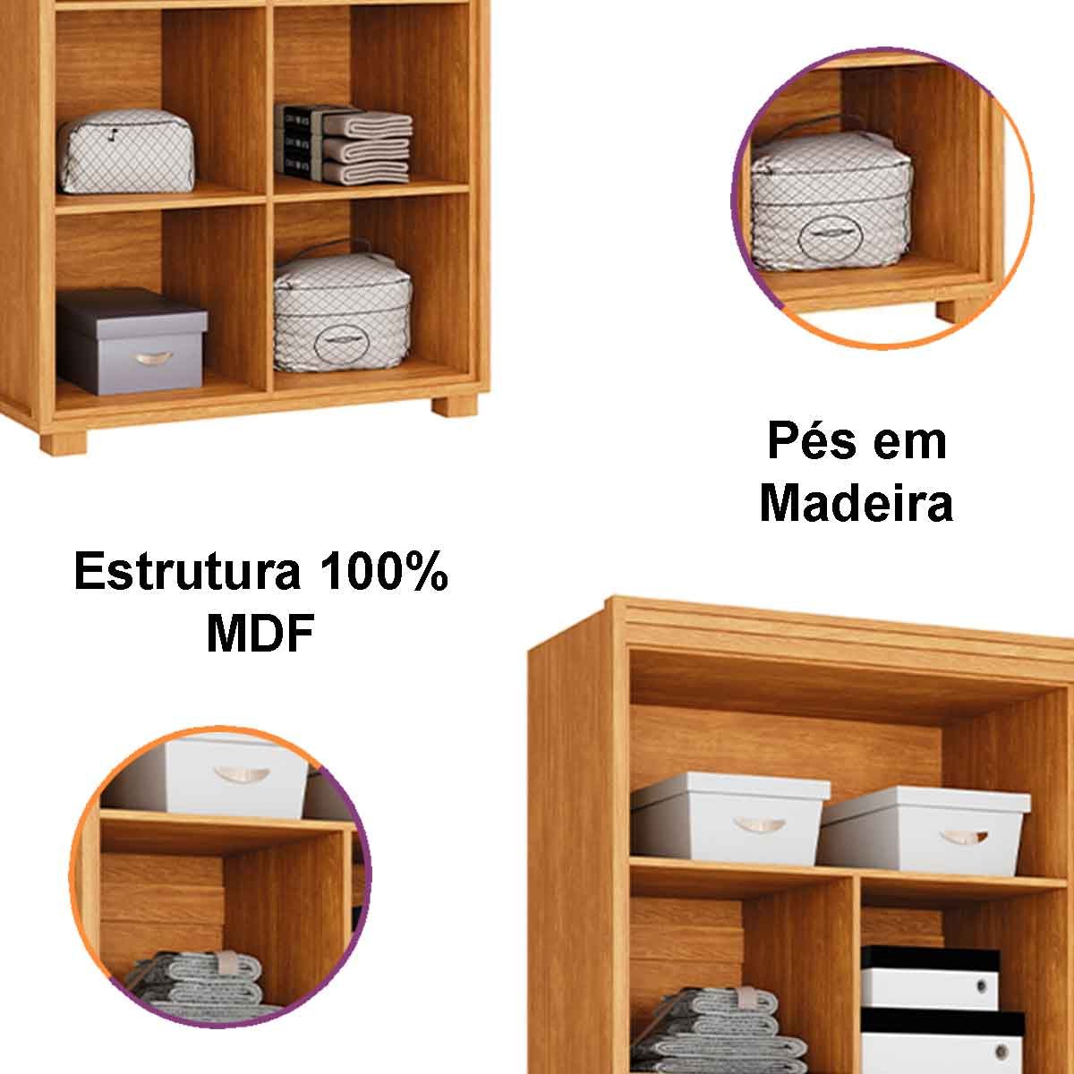 Armário Multiuso 5 Prateleiras 2 Pts c/ Chave 100% MDF Apollo Nature