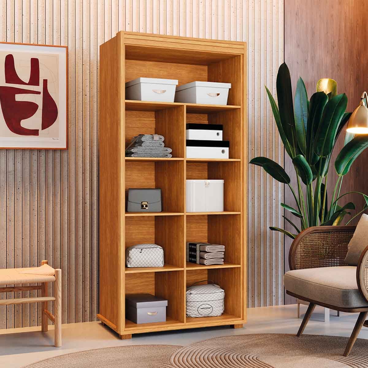 Armário Multiuso 5 Prateleiras 2 Pts c/ Chave 100% MDF Apollo Nature